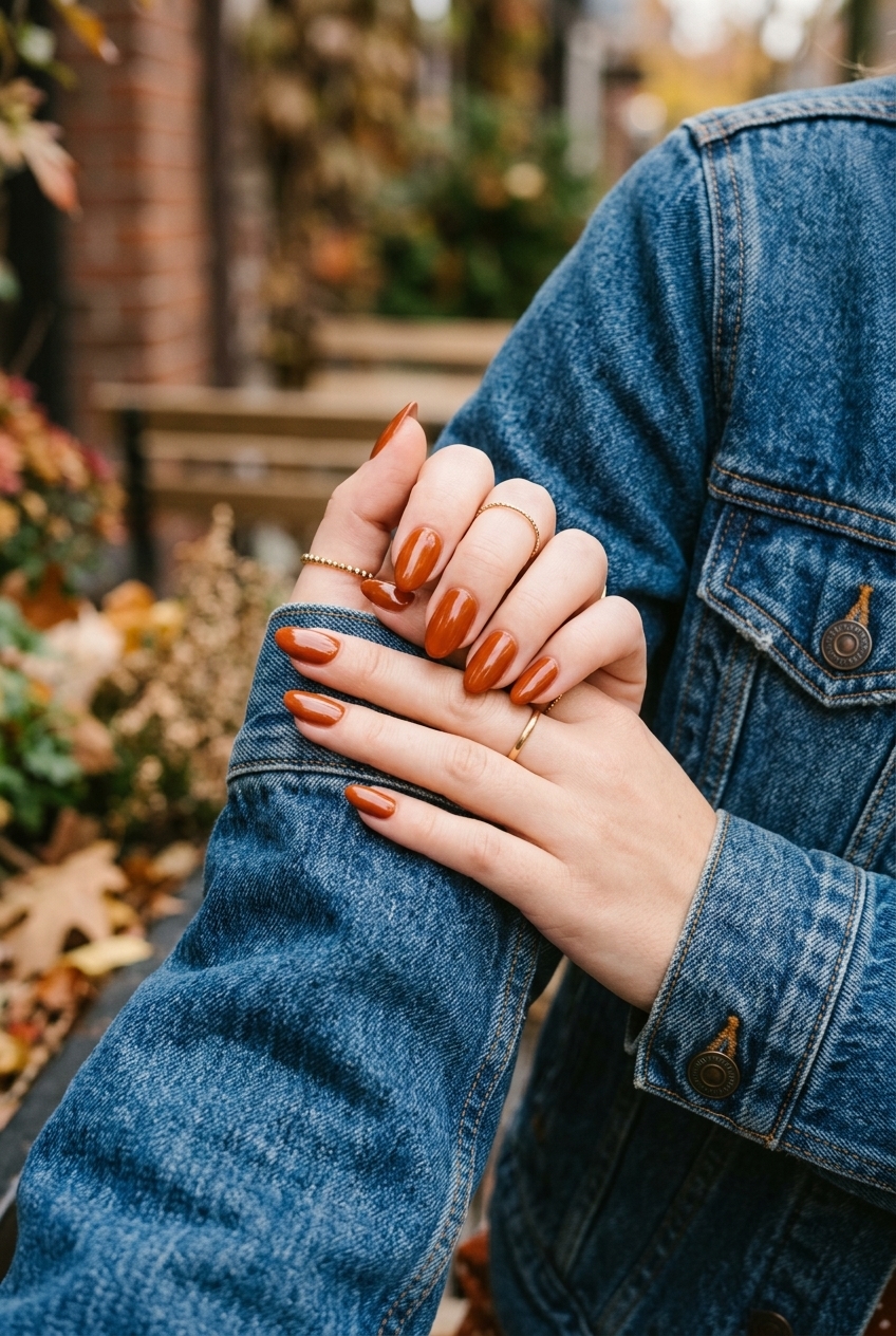 4. Glossy Burnt Orange to Transition into Fall