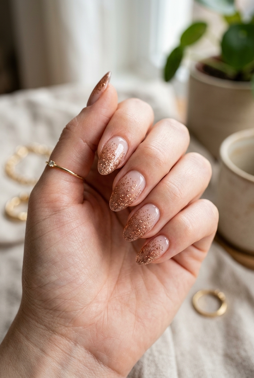 24. Encapsulated Bronze Glitter Fading from the Cuticle
