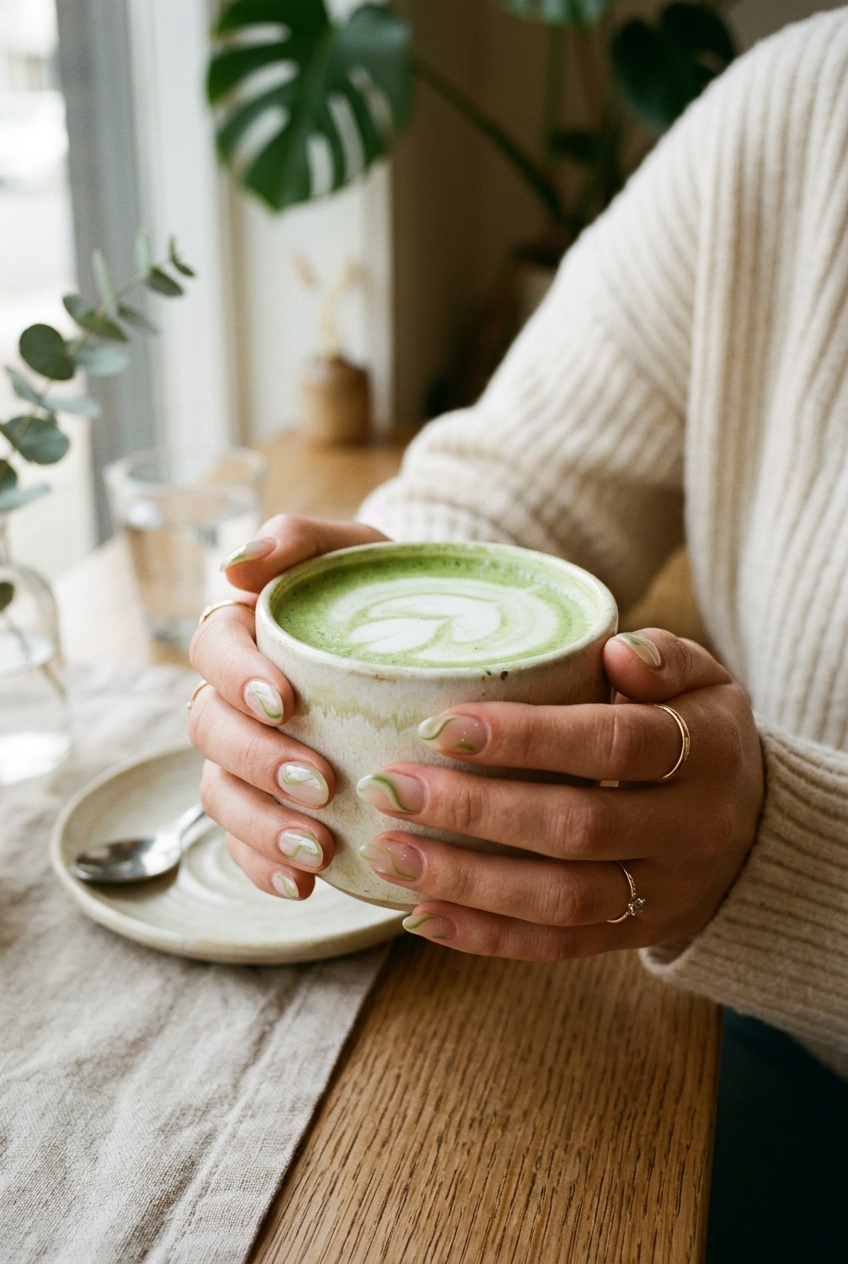 27. Subtle Matcha Green Swirled Over a Clear Base