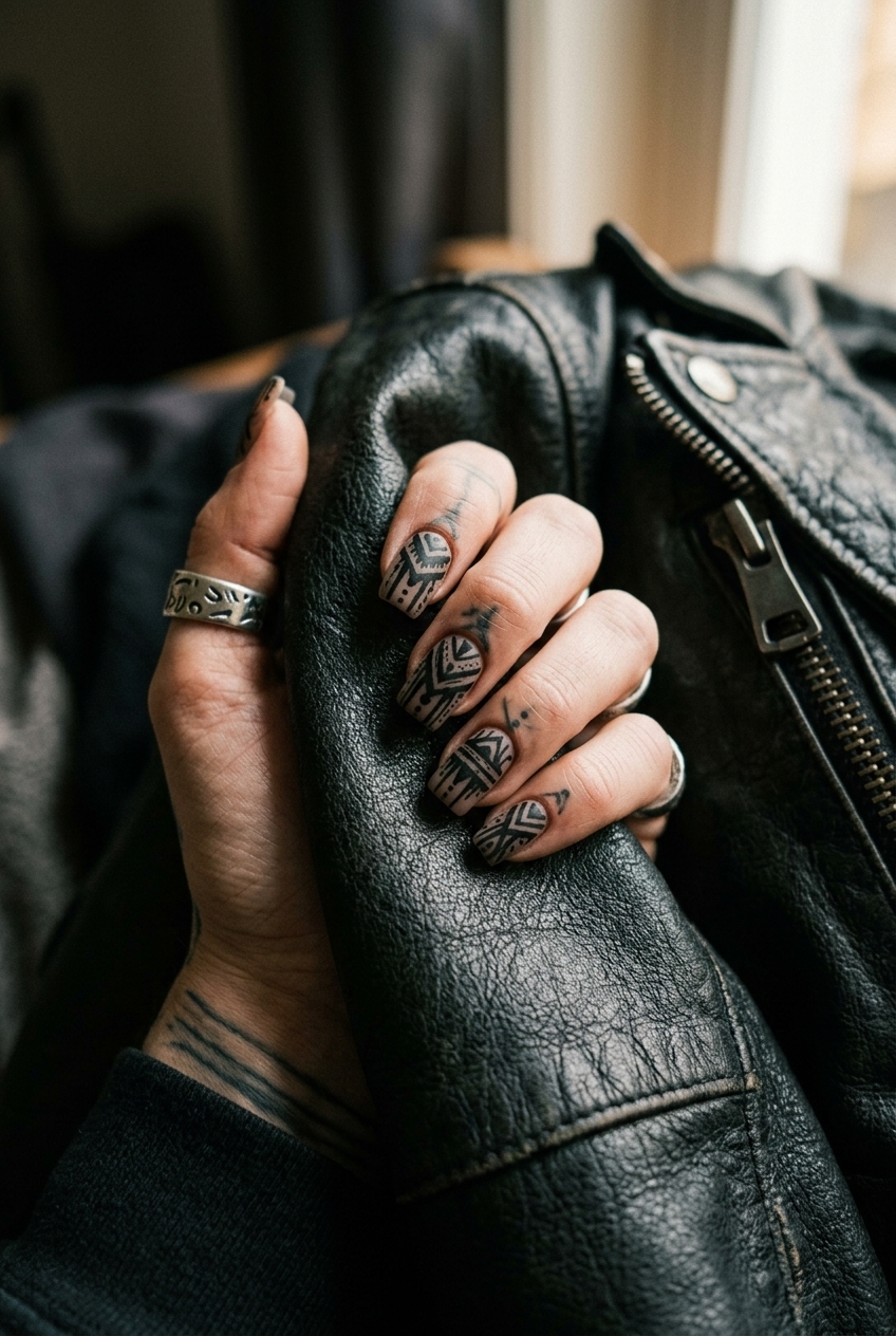 21. Dark Grunge Tribal Tattoo Design