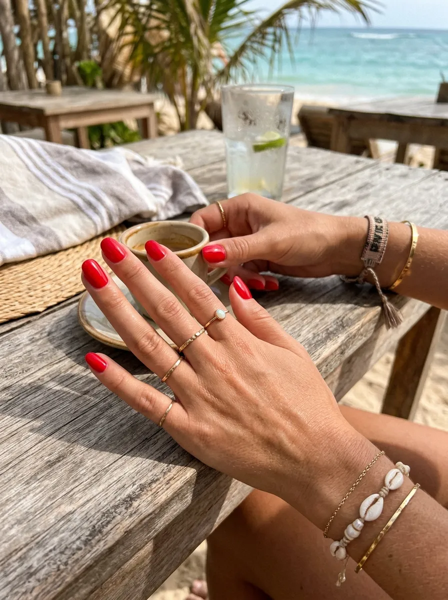 Coral Reef Brights: High-Vibrancy Polishes that Pop Against Tanned Skin - perfect vacation nails idea