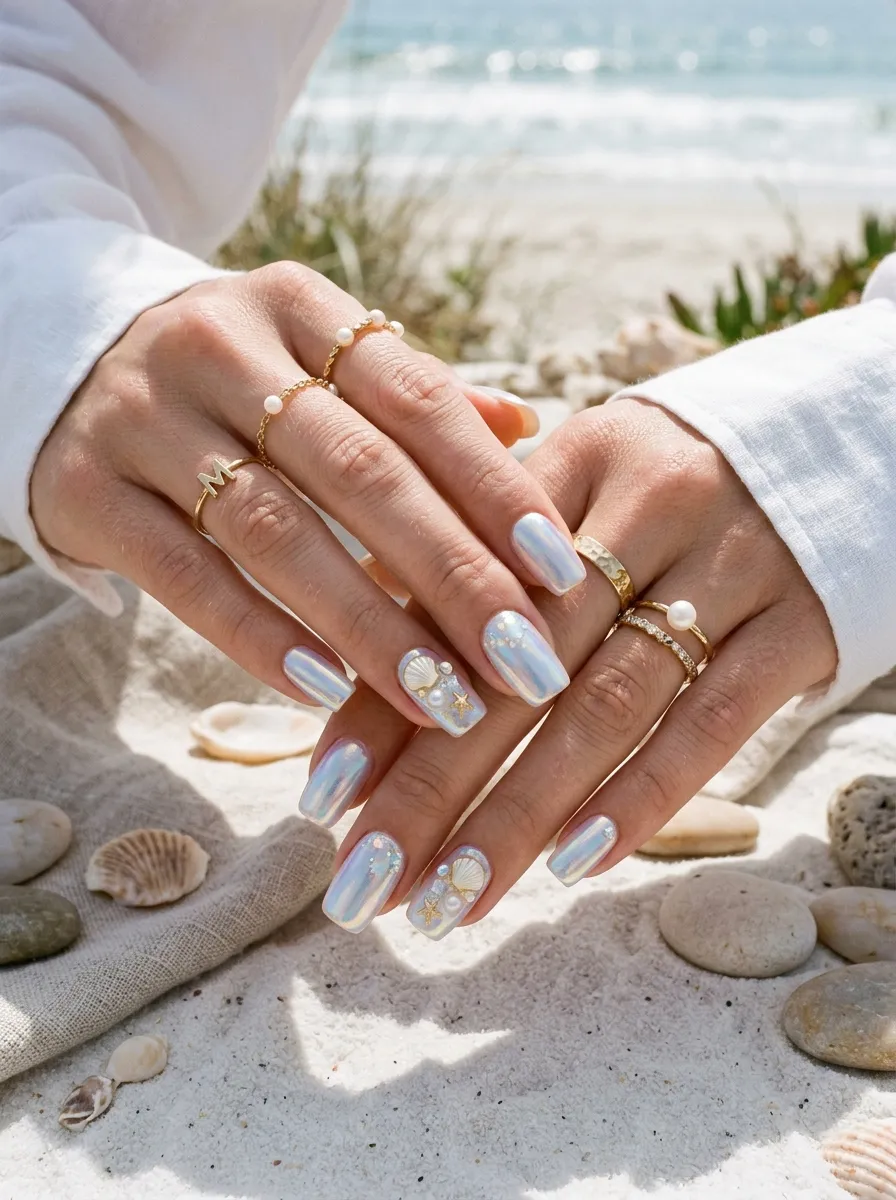 Transparent Jelly Pink: The 90s Nostalgia Trend Returns to the Beach - perfect vacation nails idea