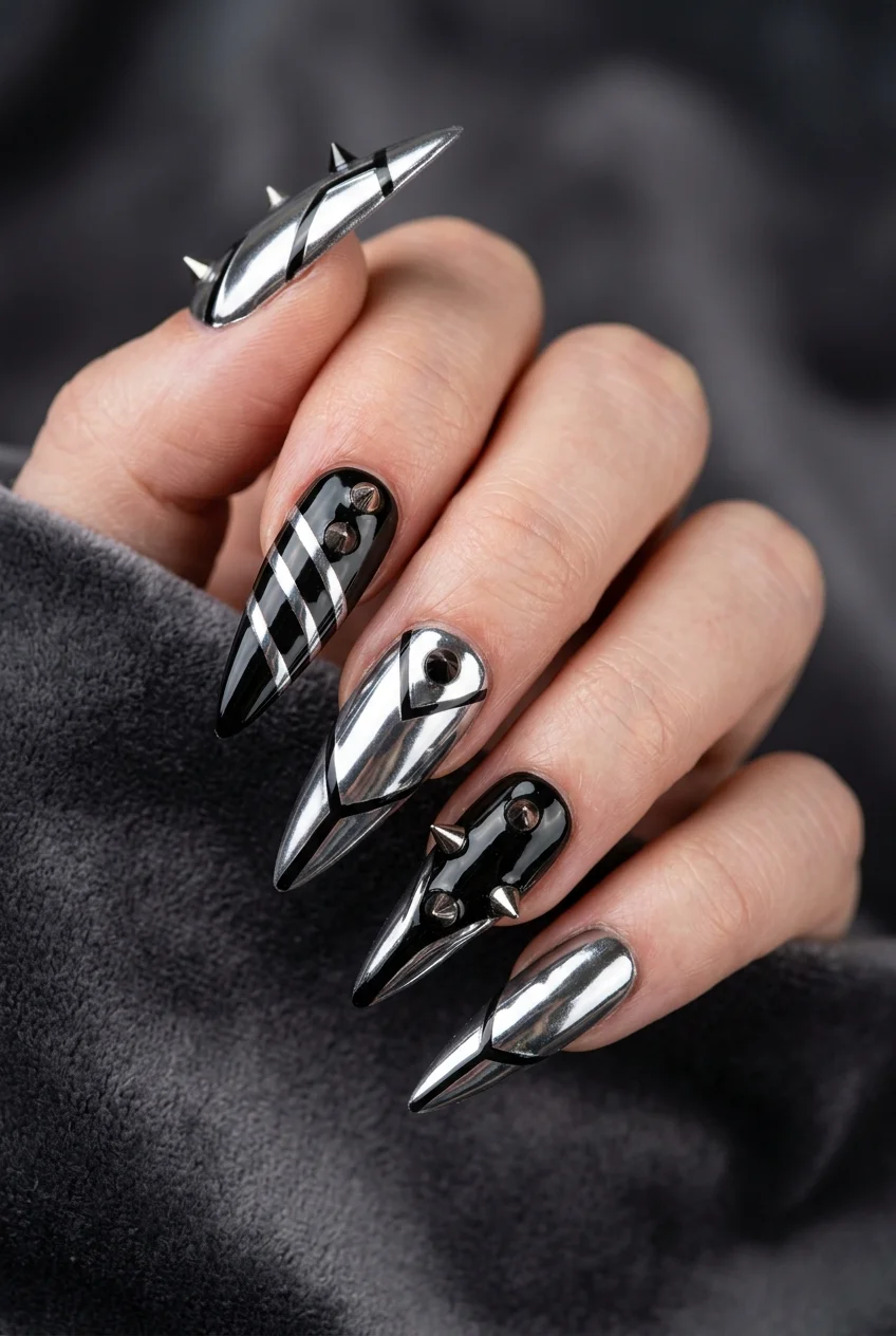Ultimate Aespa Comeback Cyber Era Press-On Stiletto Set - aespa nail designs (AI Generated Image)