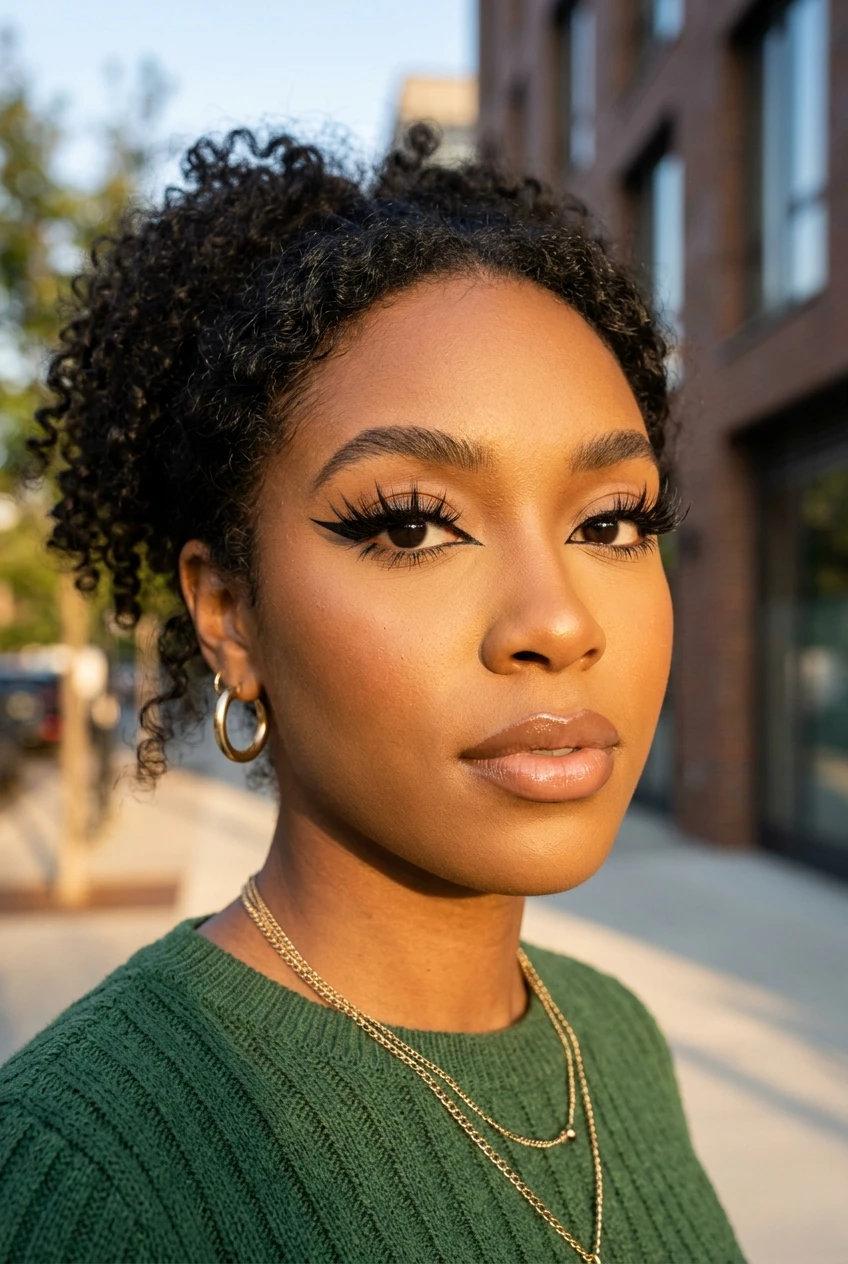 2. Baddie Anime Winged Cat-Eye with Elongated Outer Spikes - anime lashes black women (AI Generated Image)