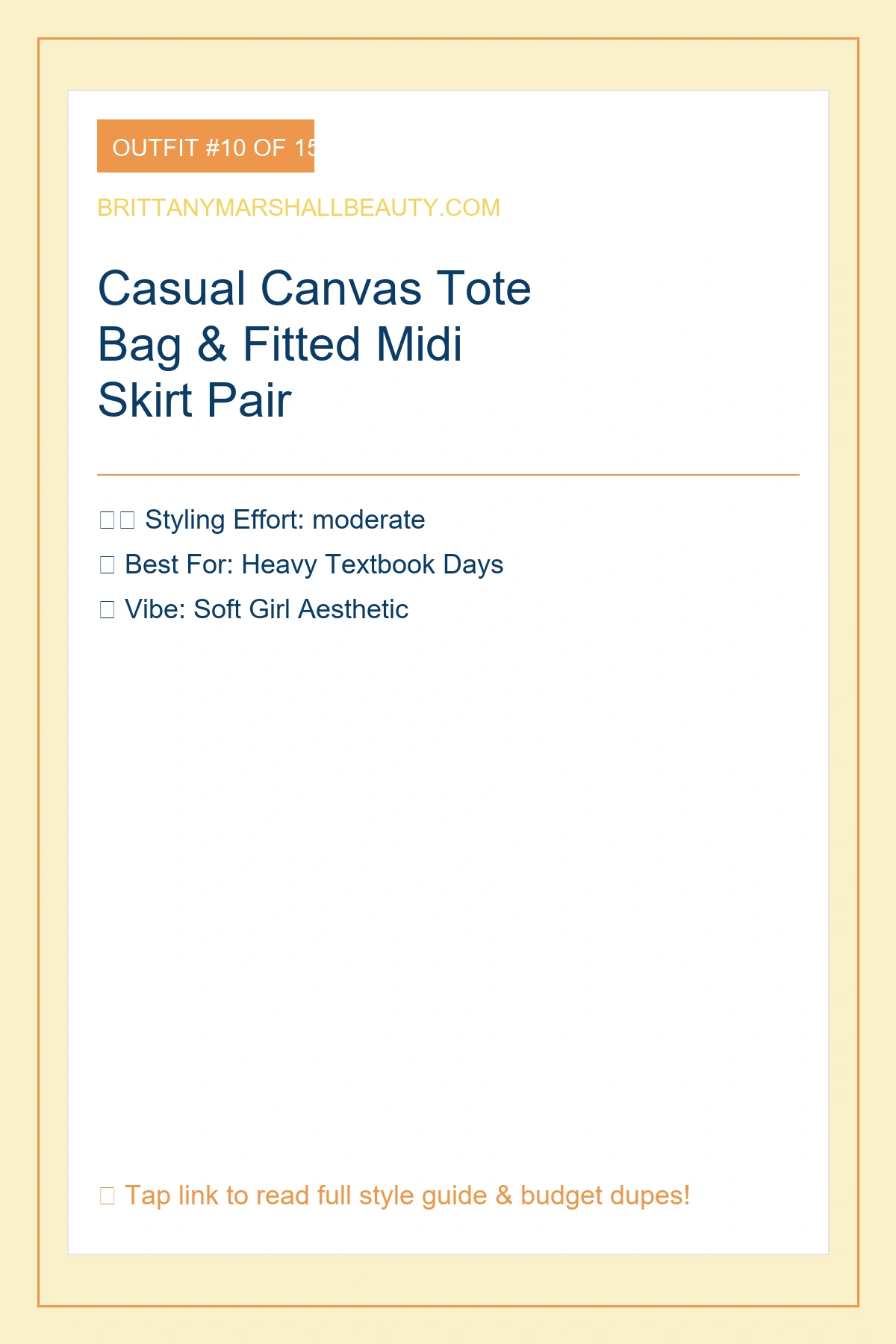 first day of school outfit - Casual Canvas Tote Bag & Fitted Midi Skirt Pair