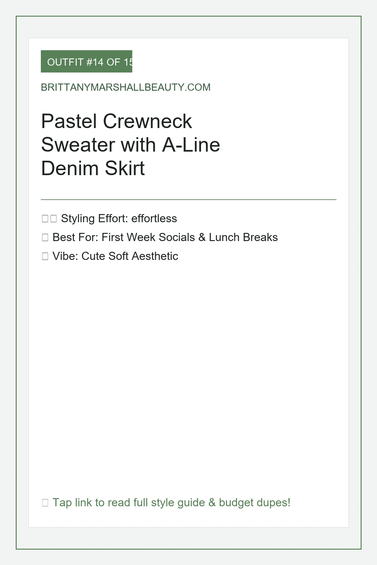 first day of school outfit - Pastel Crewneck Sweater with A-Line Denim Skirt