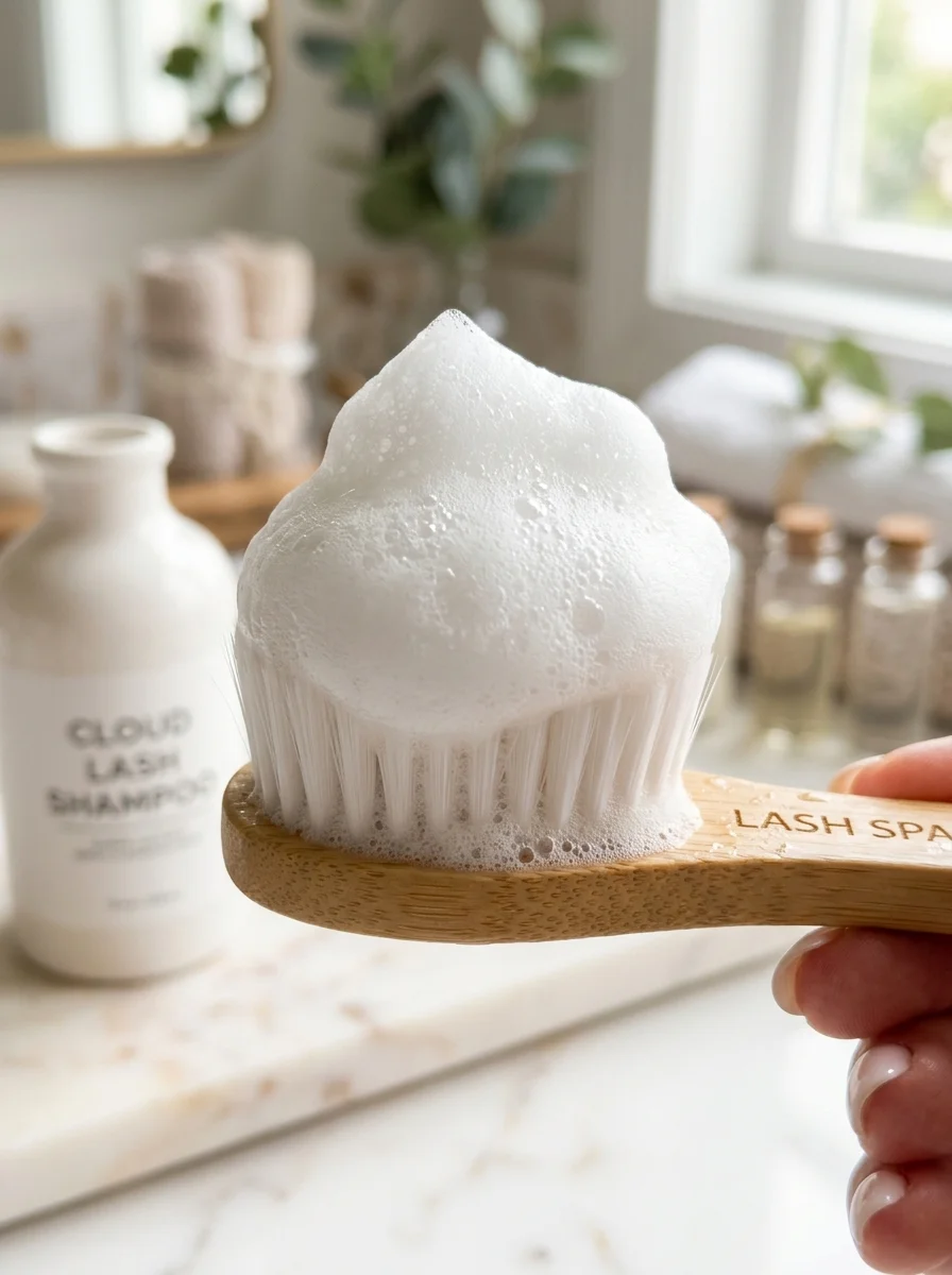 15. Cloud-Foam Cleansing & Conditioning Routine for Fluffy Lash Fans - lashes aesthetic (AI Generated Image)