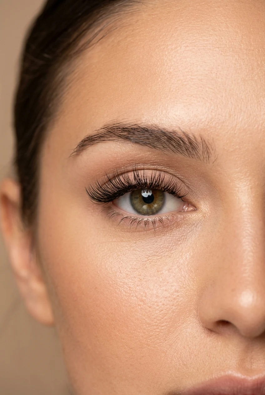 7. Downturned Eye Anti-Droop Open Eye Lash Lift with Tapered Outer Corners - open eye lash extensions (AI Generated Image)
