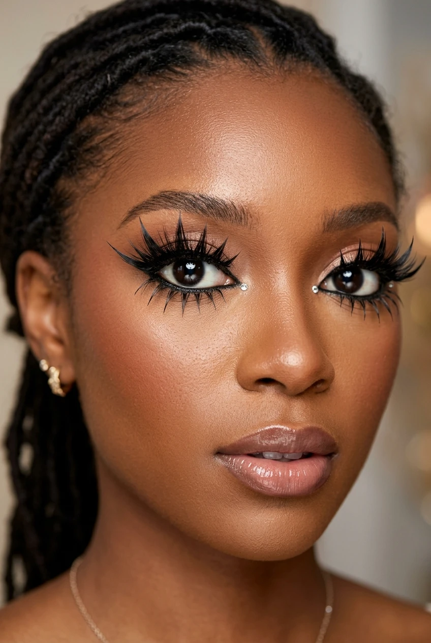 4. Dramatic 360 Manhua Spikes with Pointed Bottom Lash Definition - anime lashes black women (AI Generated Image)