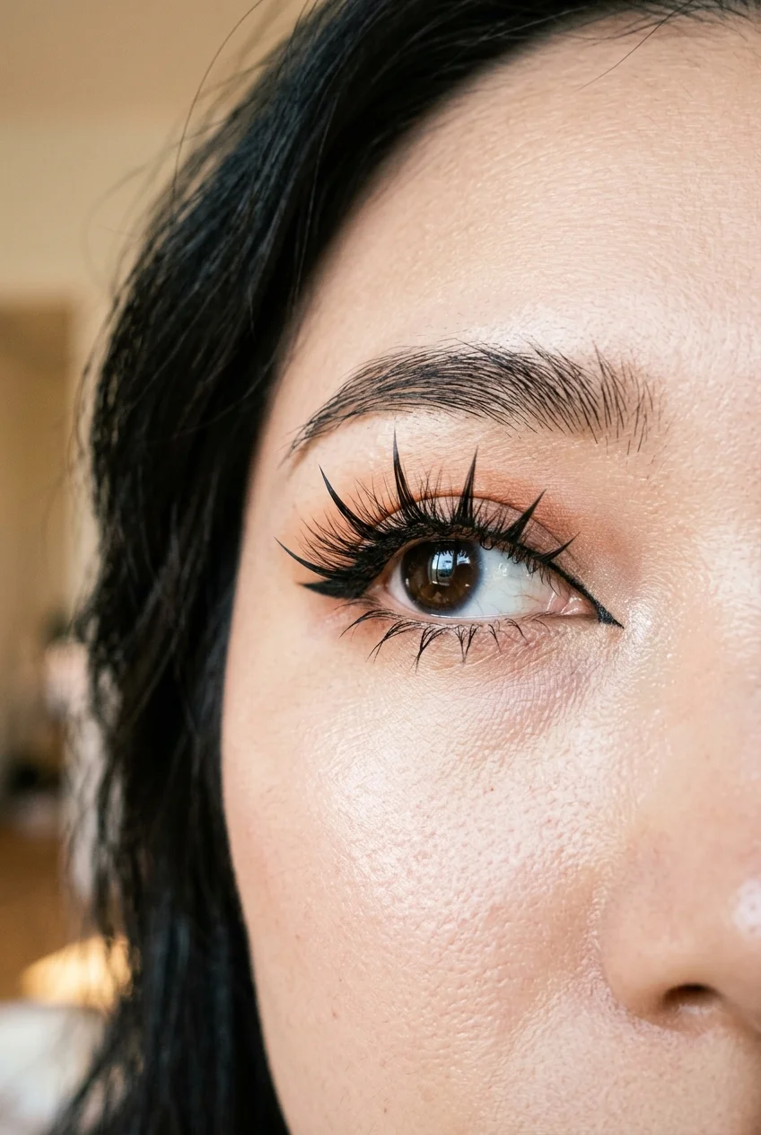 Dramatic manga anime spiky wispy hybrid lash extensions with pointy spikes (AI Generated Image)