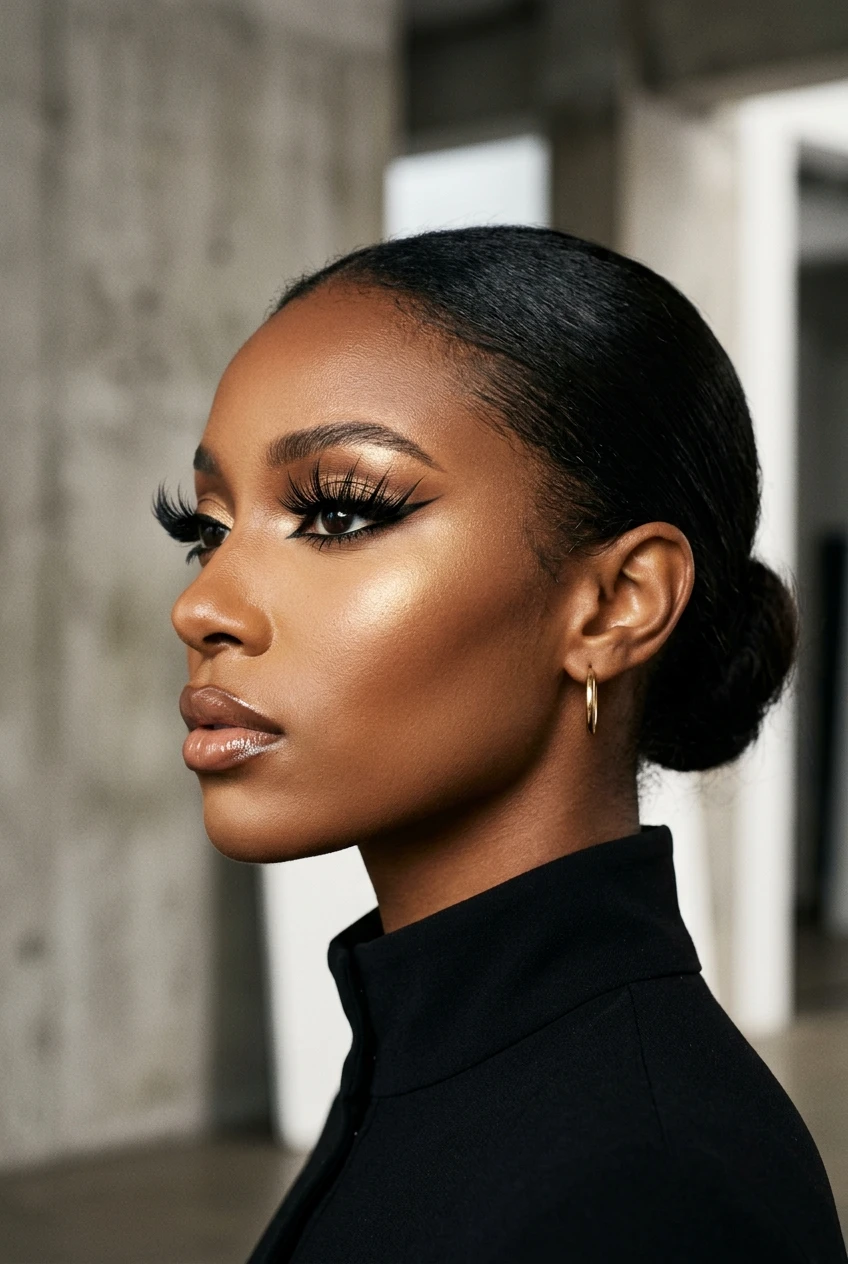 10. Elongated Siren Anime Lash Map with Fox-Eye Lift and D-Curl Wings - anime lashes black women (AI Generated Image)