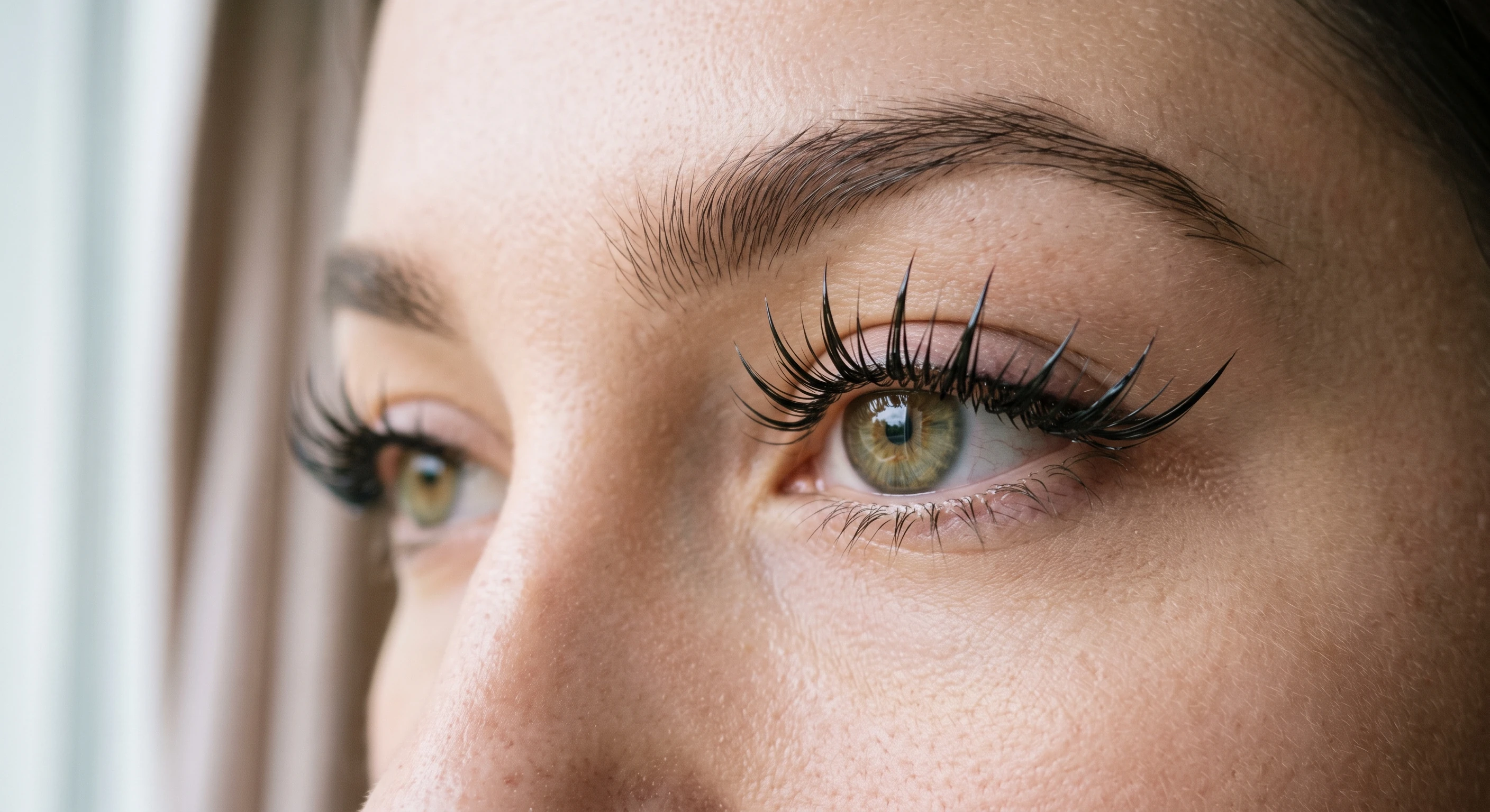 5. Elongated Wispy Wet Cat Eye with Sleek Outer Flare - wet look lashes (AI Generated Image)