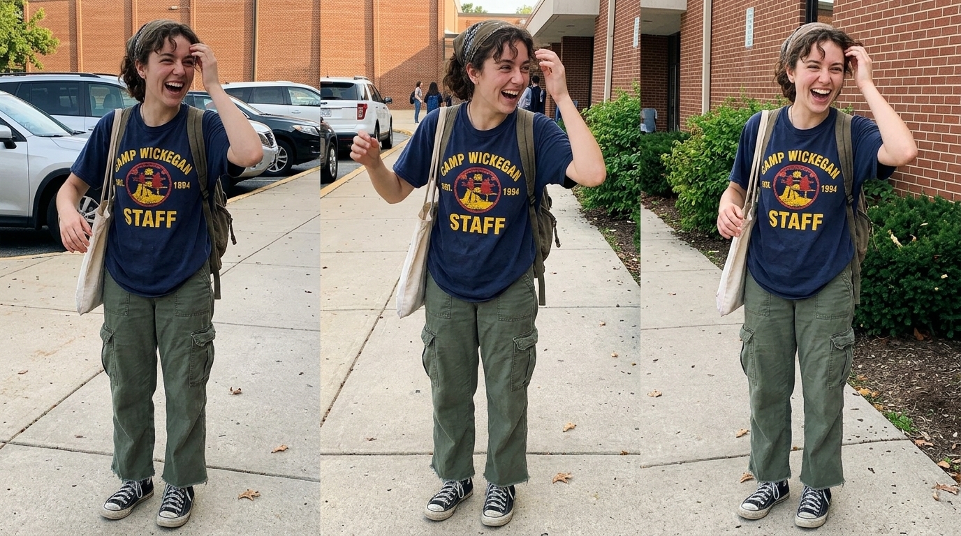 first day of school outfit - Oversized Button-Down Cardigan & Wide-Leg Trouser Set (AI Generated Image)