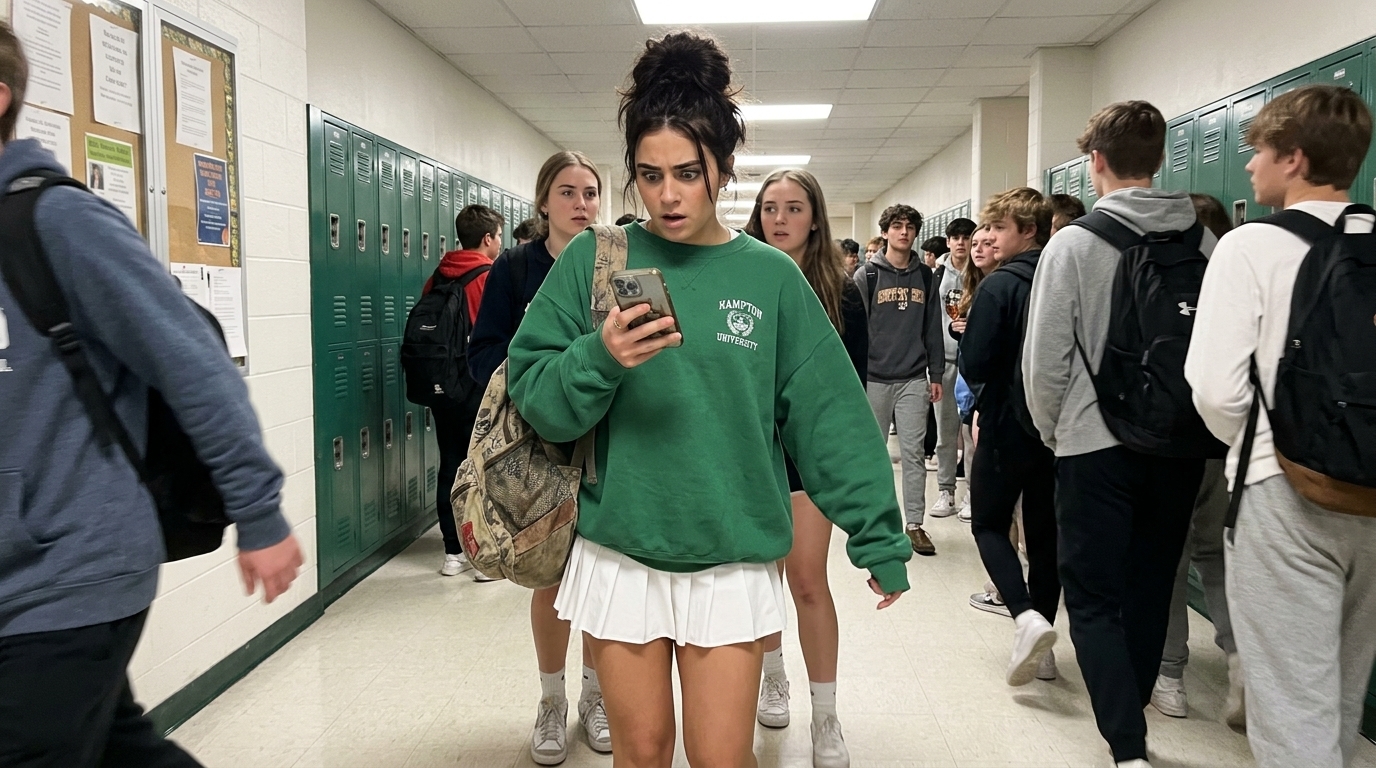 first day of school outfit highschool - Cropped Baby Tee + High-Waisted Parachute Cargo Pants (AI Generated Image)