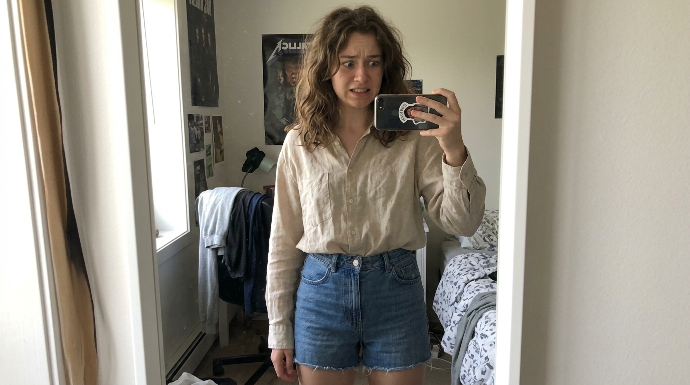 first day of school outfit highschool - Structured Blazer + Fitted Tank + Tailored Trouser Shorts (AI Generated Image)