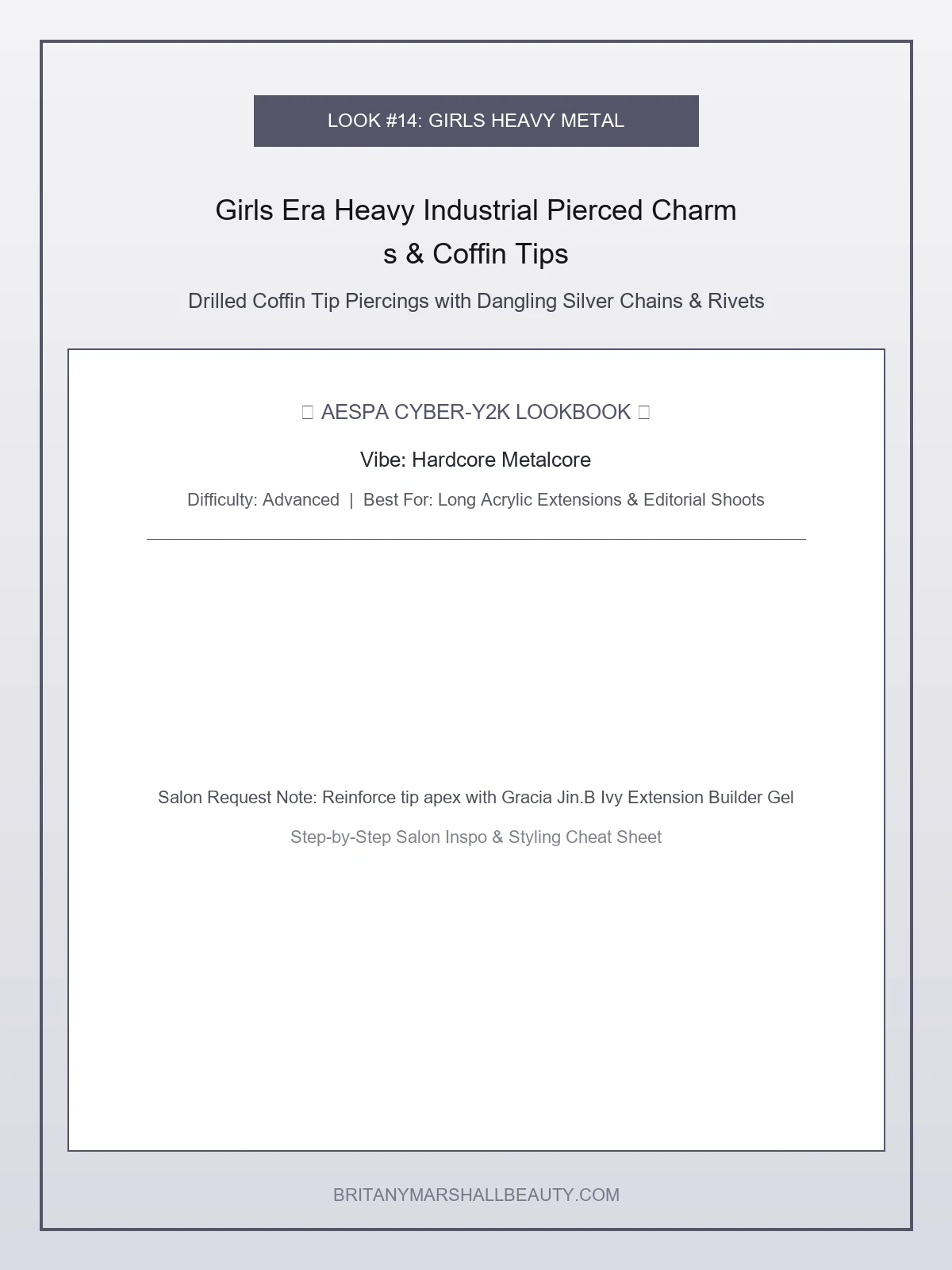 Girls Era Heavy Industrial Pierced Charms & Coffin Tips - aespa nail designs (AI Generated Image)