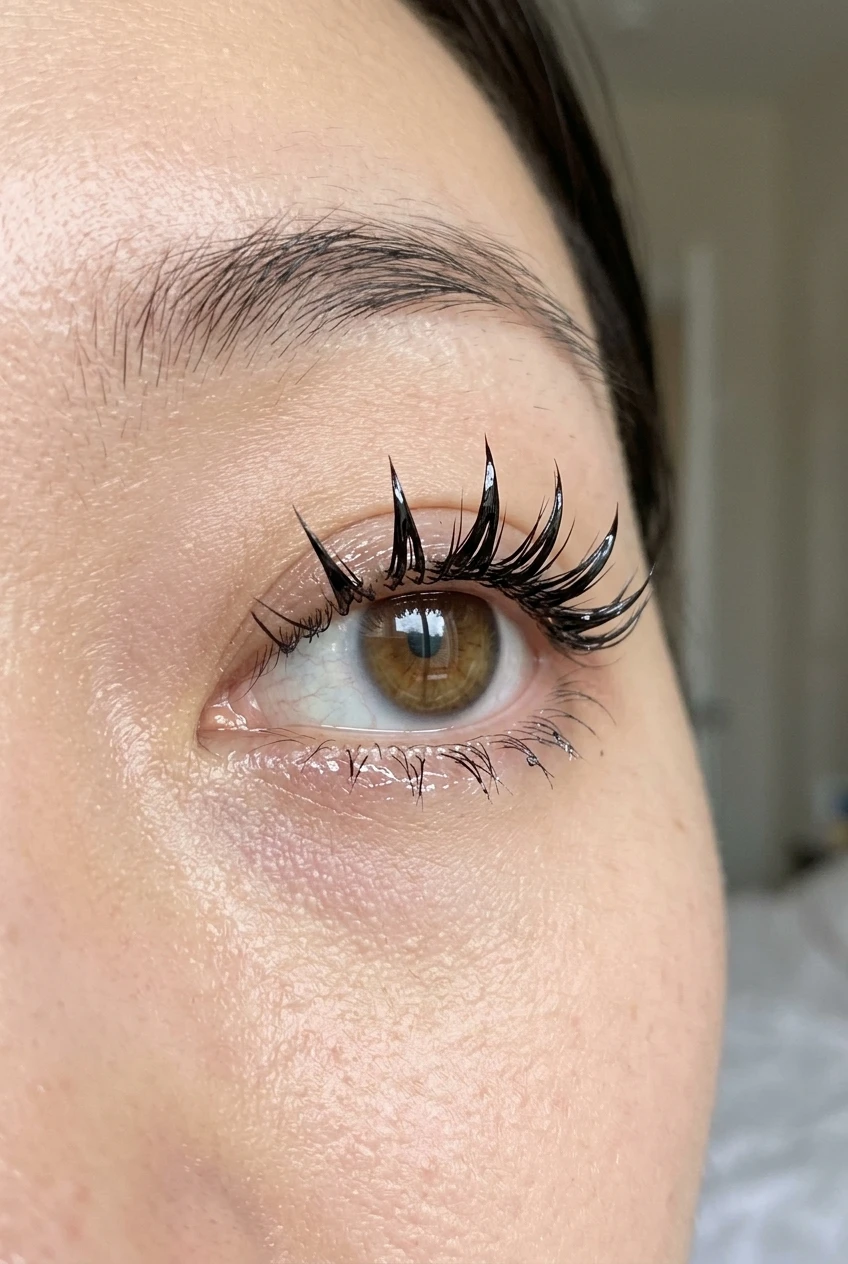 3. Japanese Manga Wet-Look Spikes with Micro Under-Eye Clusters - manhwa lashes (AI Generated Image)