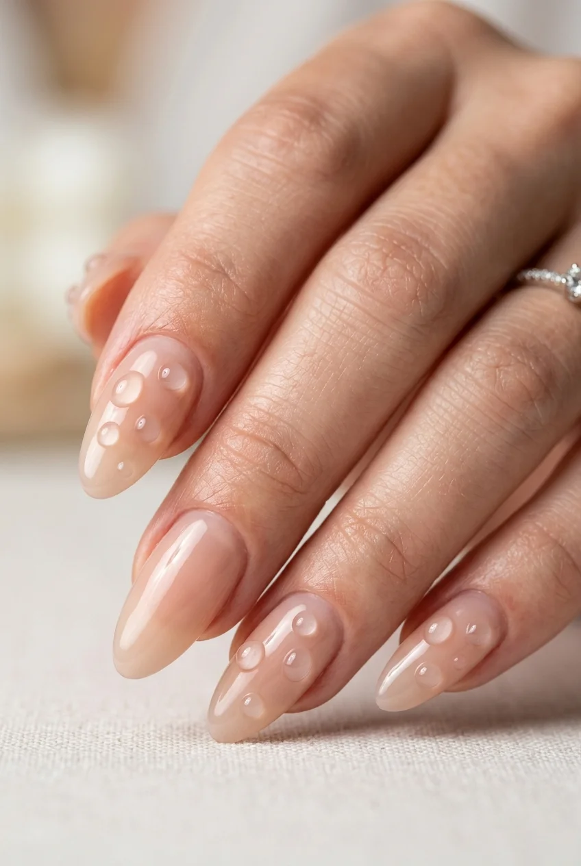 Clean Cuticle Builder Gel Floating Glass Beads - jungkook inspired nails (AI Generated Image)