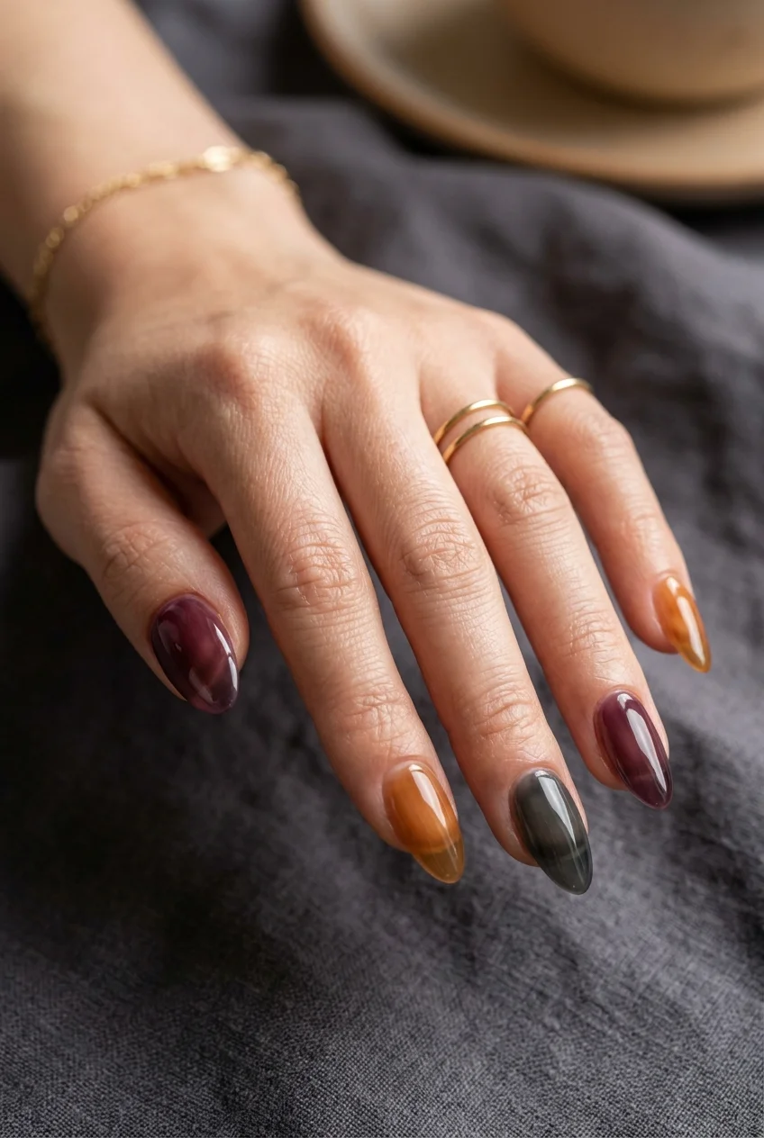 Mayour Korean Syrup Palette Mismatched Moody Set - jungkook inspired nails (AI Generated Image)