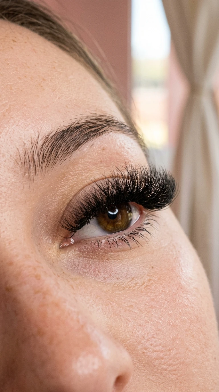 Layered hybrid-mega volume eyelash extensions for gap filling (AI Generated Image)