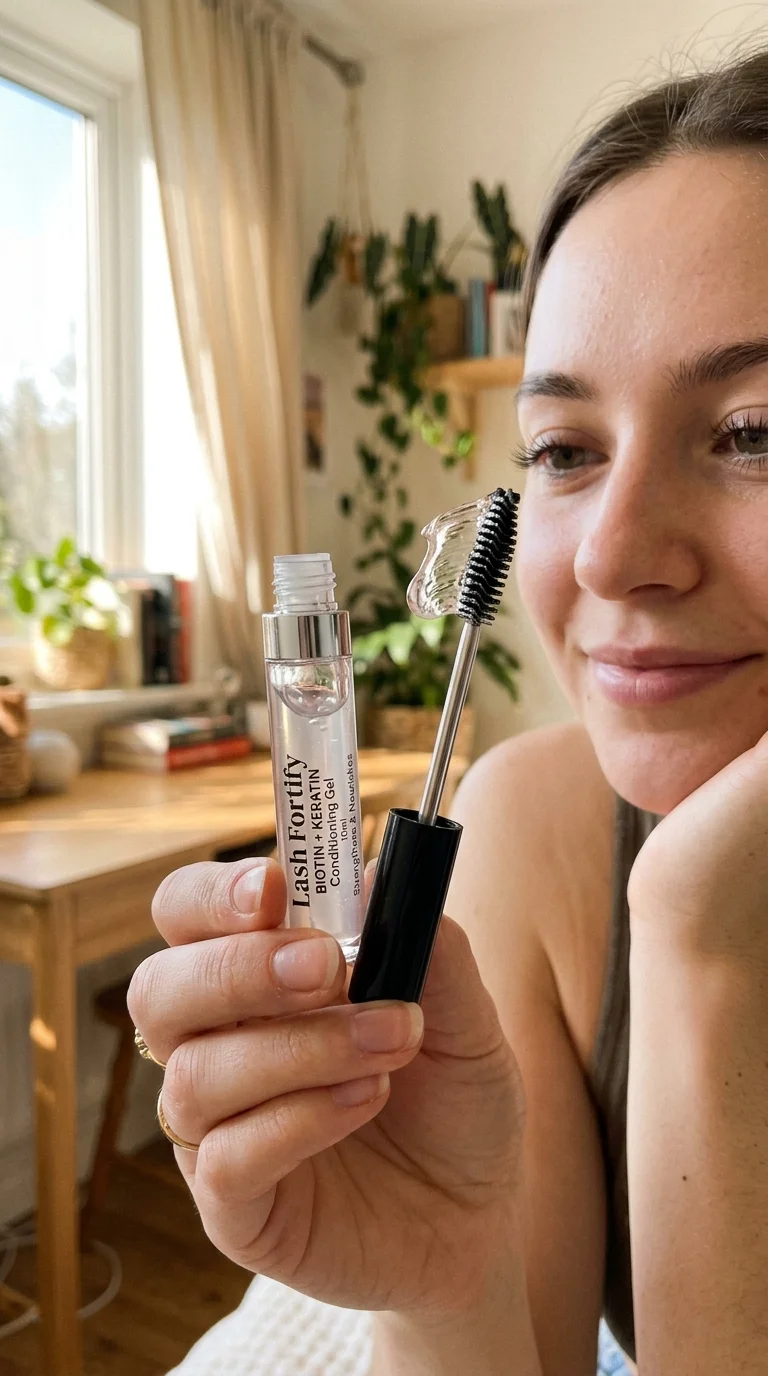 10 Secrets for Fluttery Long Lashes Without Extensions 19 Biotin & Keratin Lash Conditioner for long lashes (AI Generated Image)