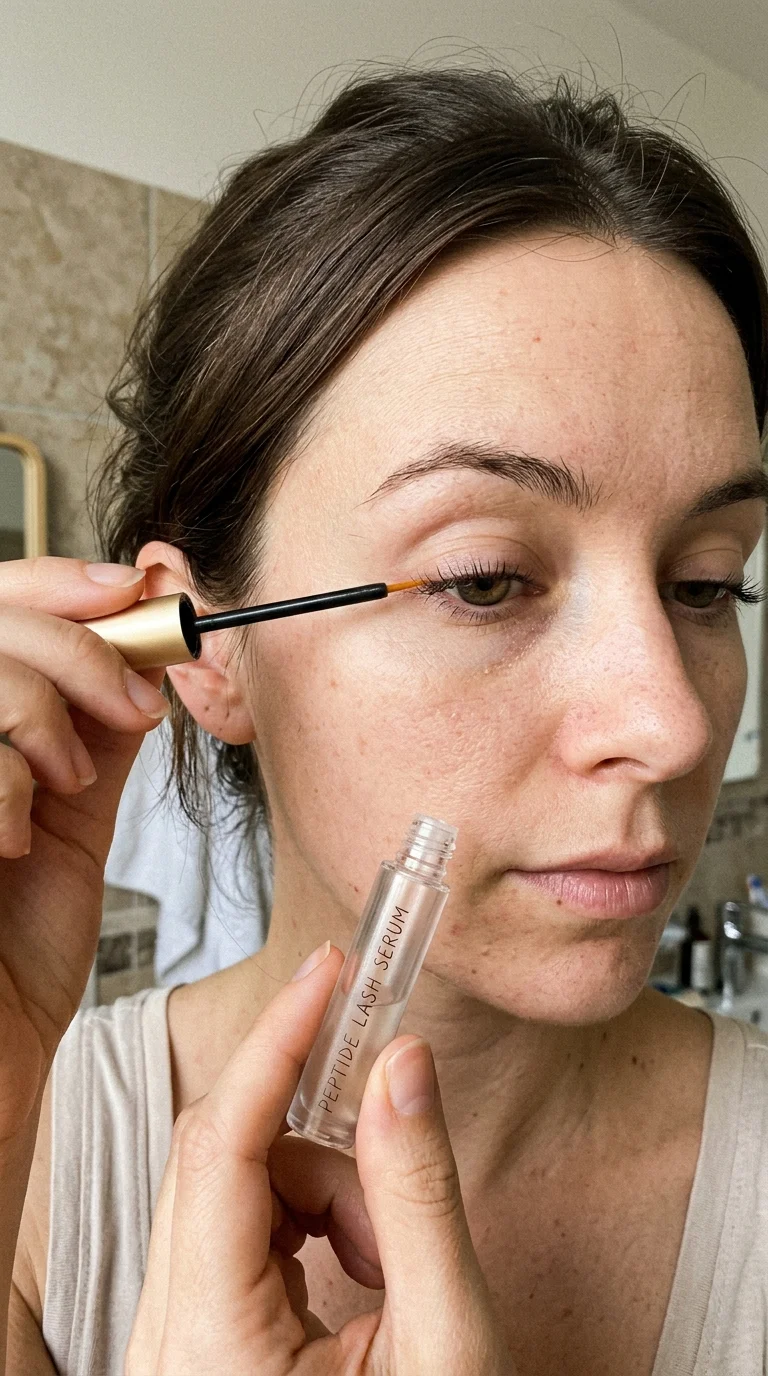 10 Secrets for Fluttery Long Lashes Without Extensions 14 Myristoyl Pentapeptide-17 Peptide Serum for long lashes (AI Generated Image)