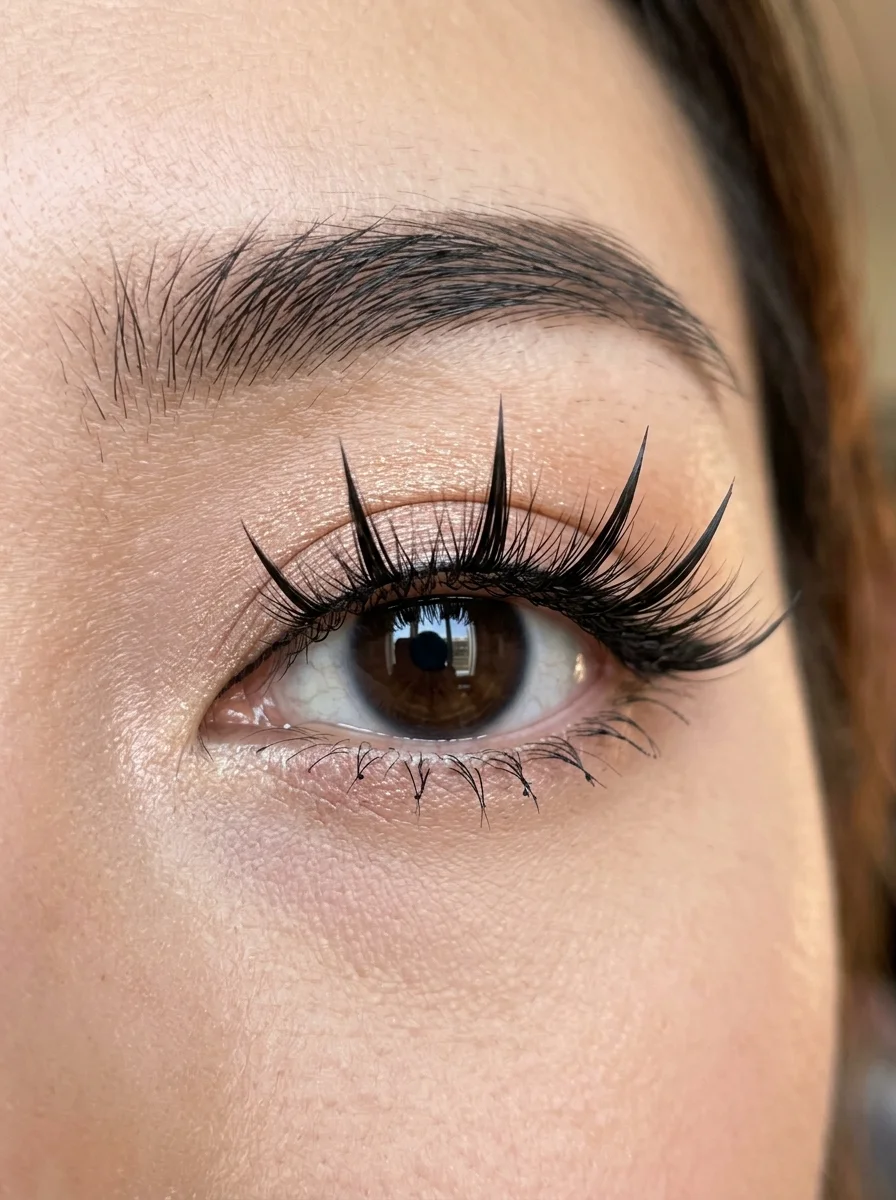 8. Manga & Anime Spiky Lash Clusters with Exaggerated Focal Points - lashes aesthetic (AI Generated Image)