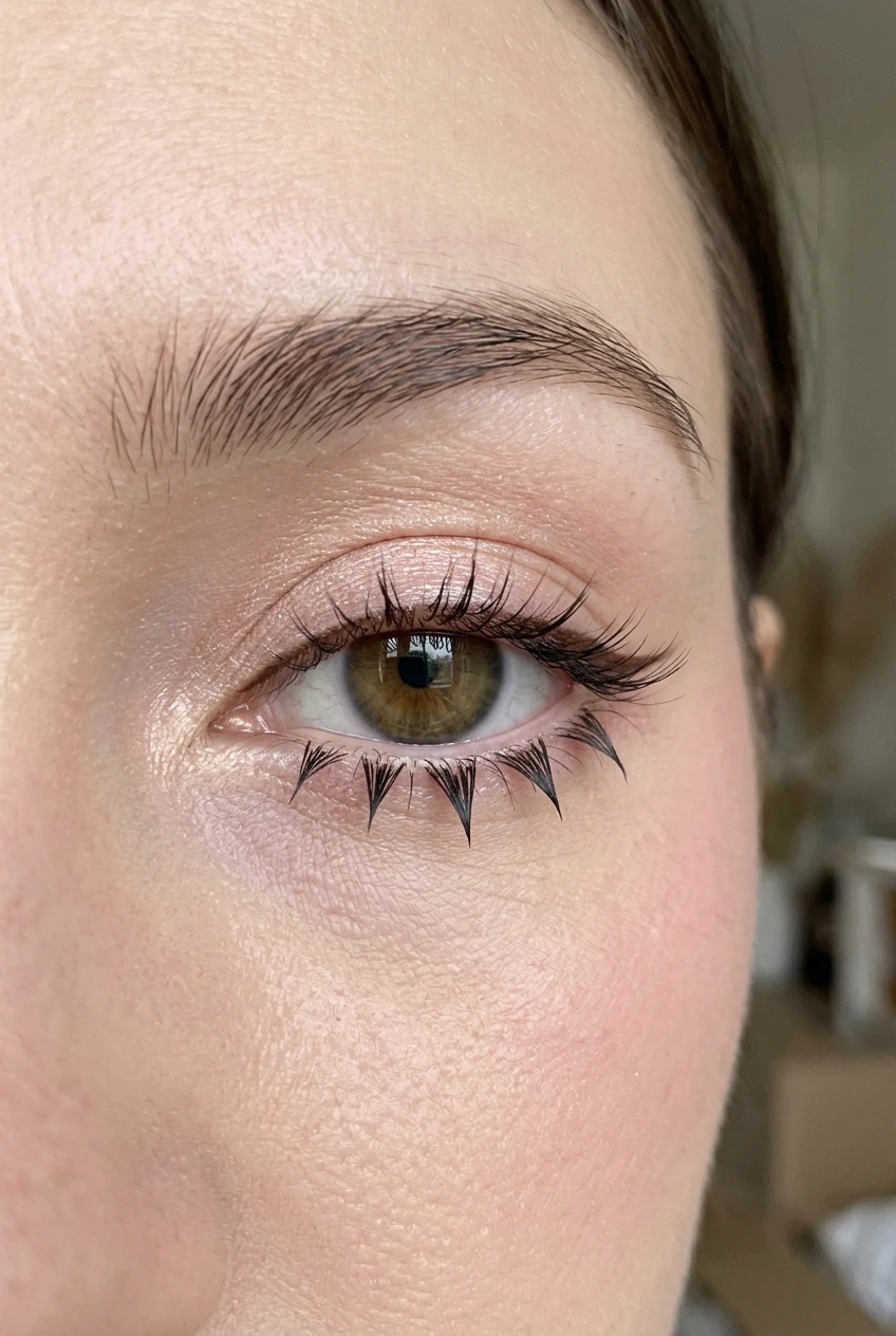 5 Best Bottom Lashes Styles & DIY Mapping Ideas (2026) 8 1. Manga & Douyin Micro-Spike Bottom Lashes for an Anime Doll-Eye Effect - bottom lashes (AI Generated Image)