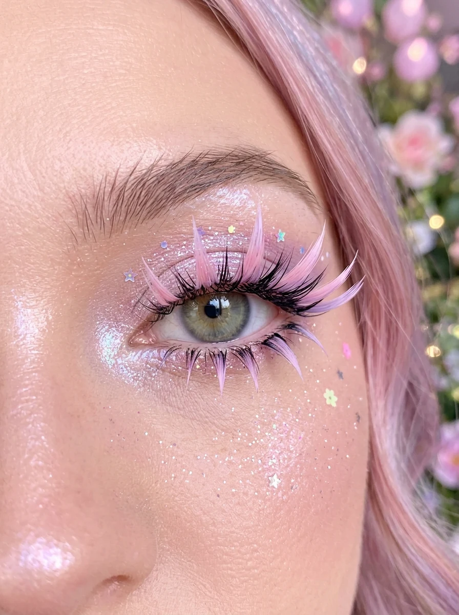 9. Pastel Pastel-Tipped Ombré Anime Lashes with Chromatic Accents - manga lashes (AI Generated Image)
