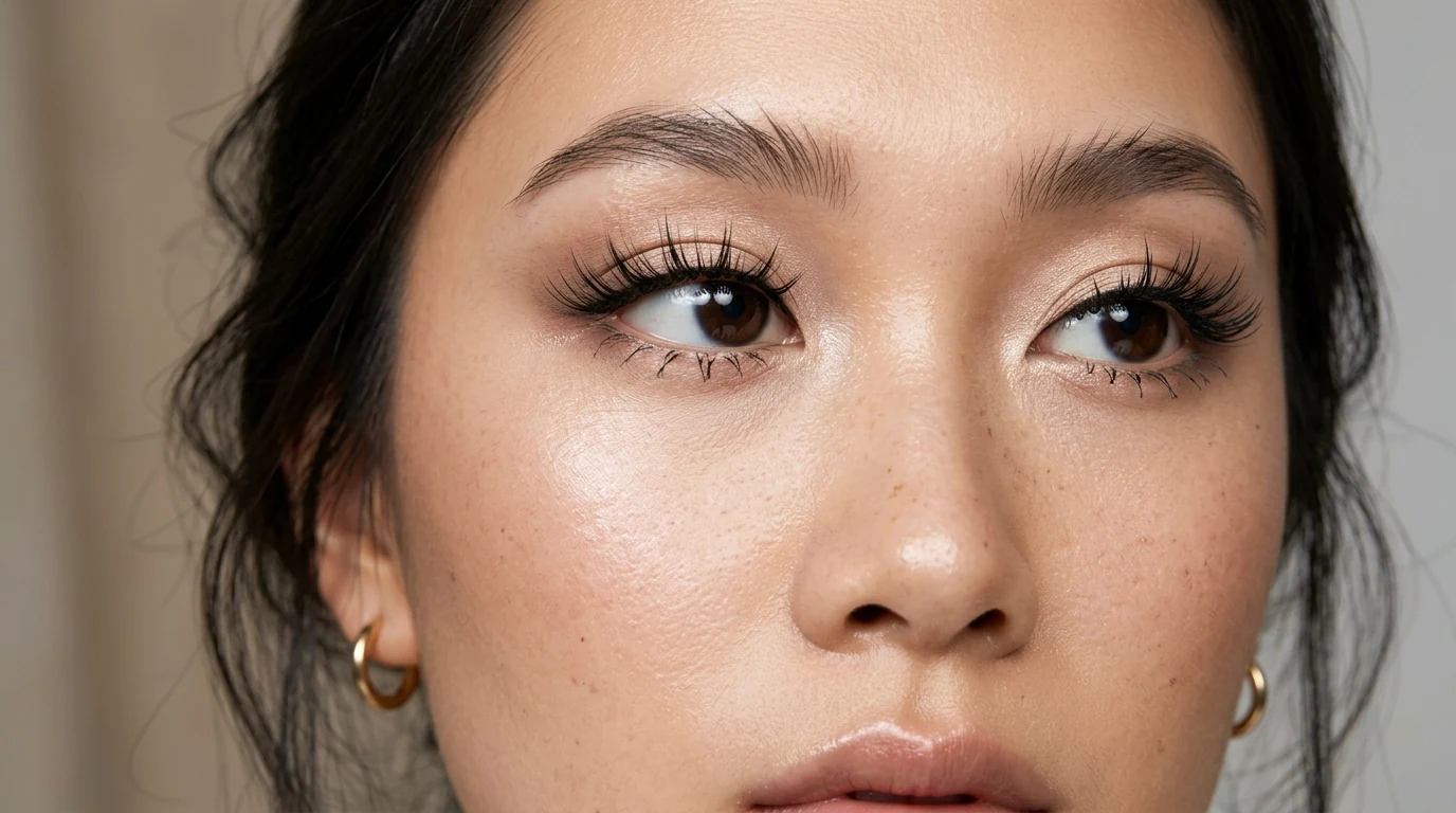 Stunning model wearing professional manga lashes with distinct spiked clusters and wide doll eyes