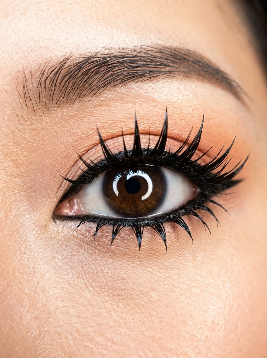 2. High-Contrast Webtoon Anime Spikes with Wide-Spaced Doll Eye Mapping - manga lashes (AI Generated Image)