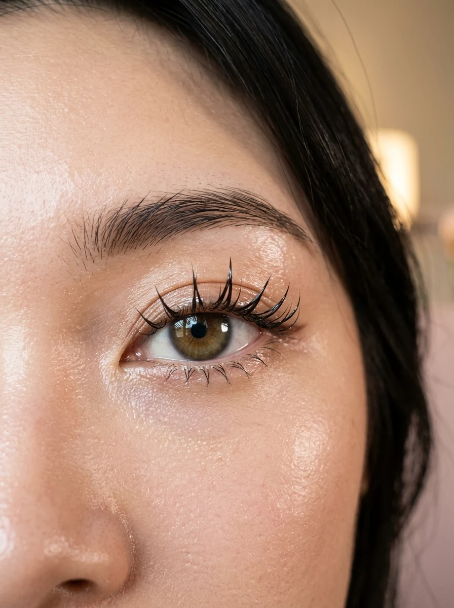 3. Wispy Wet-Look Manga Hybrid with Staggered C-to-D Curl Stacking - manga lashes (AI Generated Image)