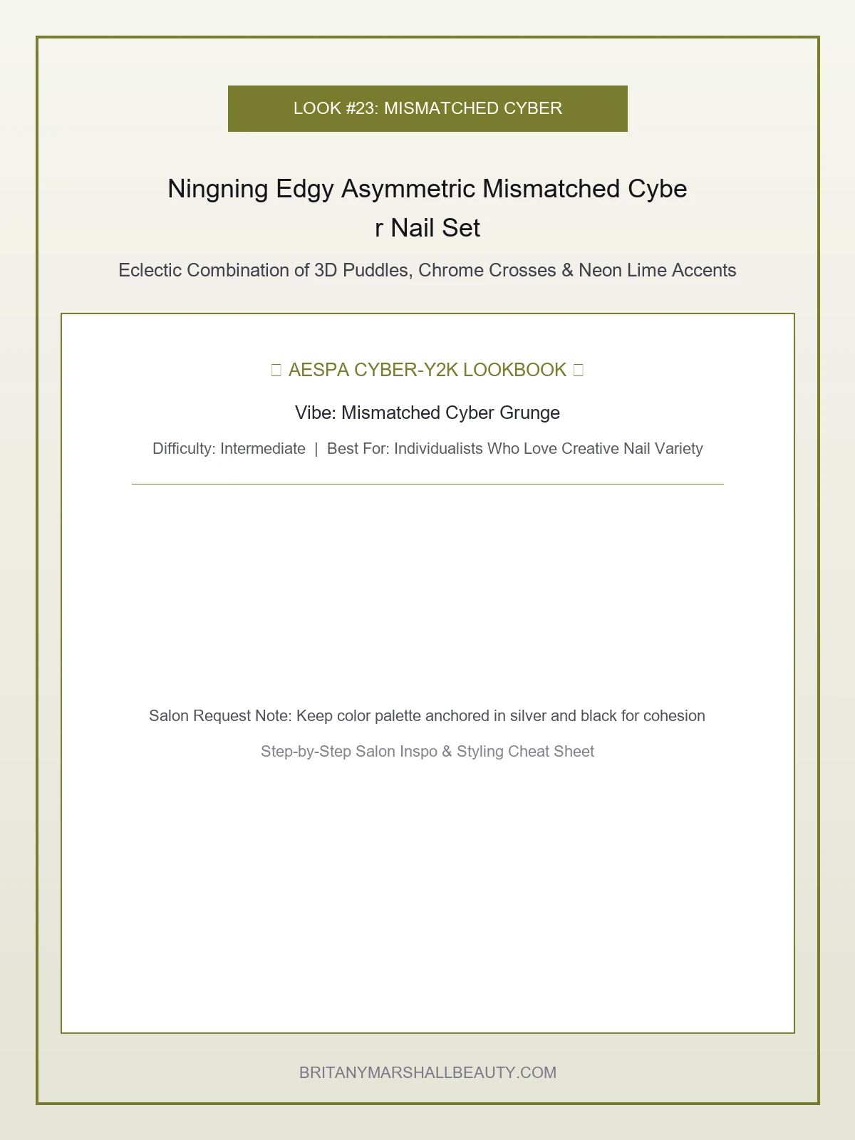 Ningning Edgy Asymmetric Mismatched Cyber Nail Set - aespa nail designs (AI Generated Image)