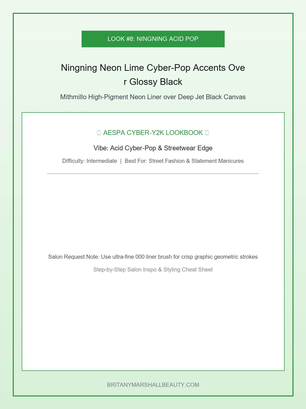 Ningning Neon Lime Cyber-Pop Accents Over Glossy Black - aespa nail designs (AI Generated Image)
