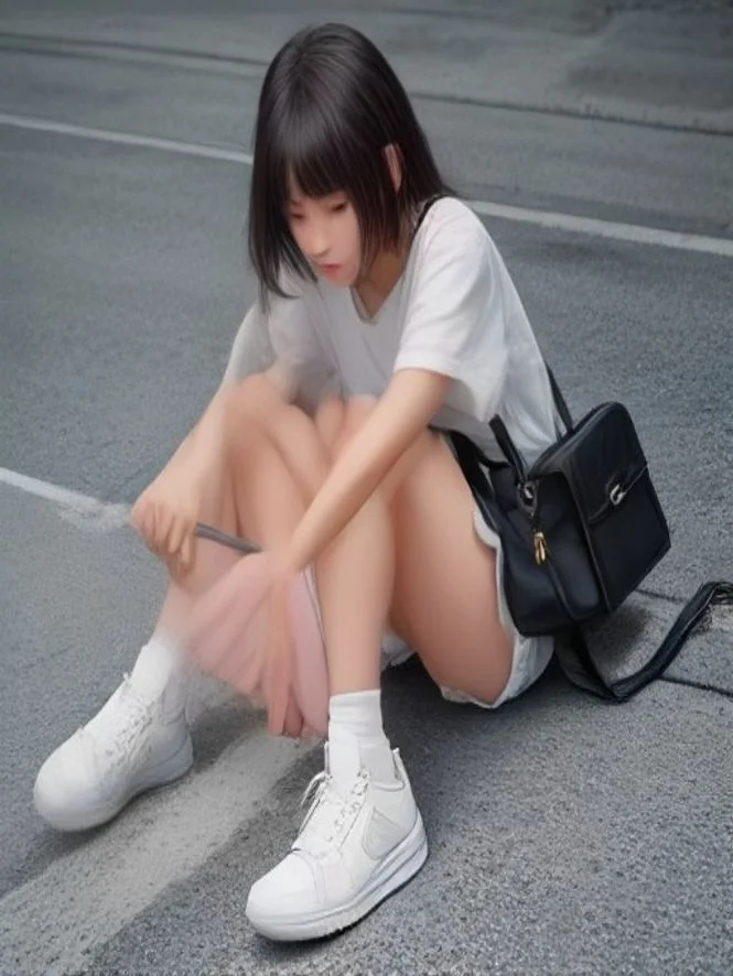 Cute school outfit for middle school: Monochromatic Athletic Set with Crossbody Belt Bag and High-Top Canvas Sneakers