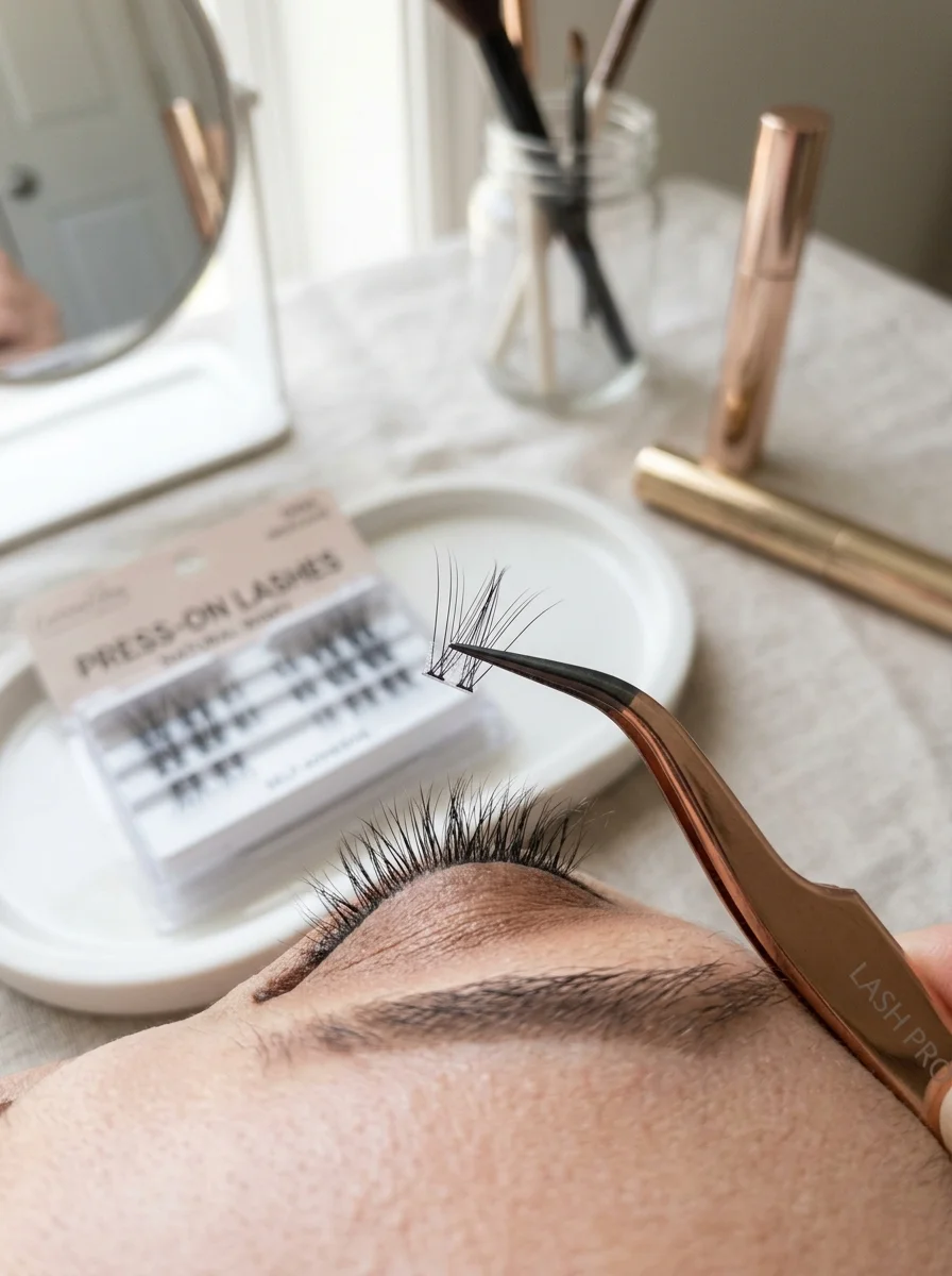 Beginner-Friendly Self-Adhesive Press-On Lash Segments - lashes fake eyelashes (AI Generated Image)