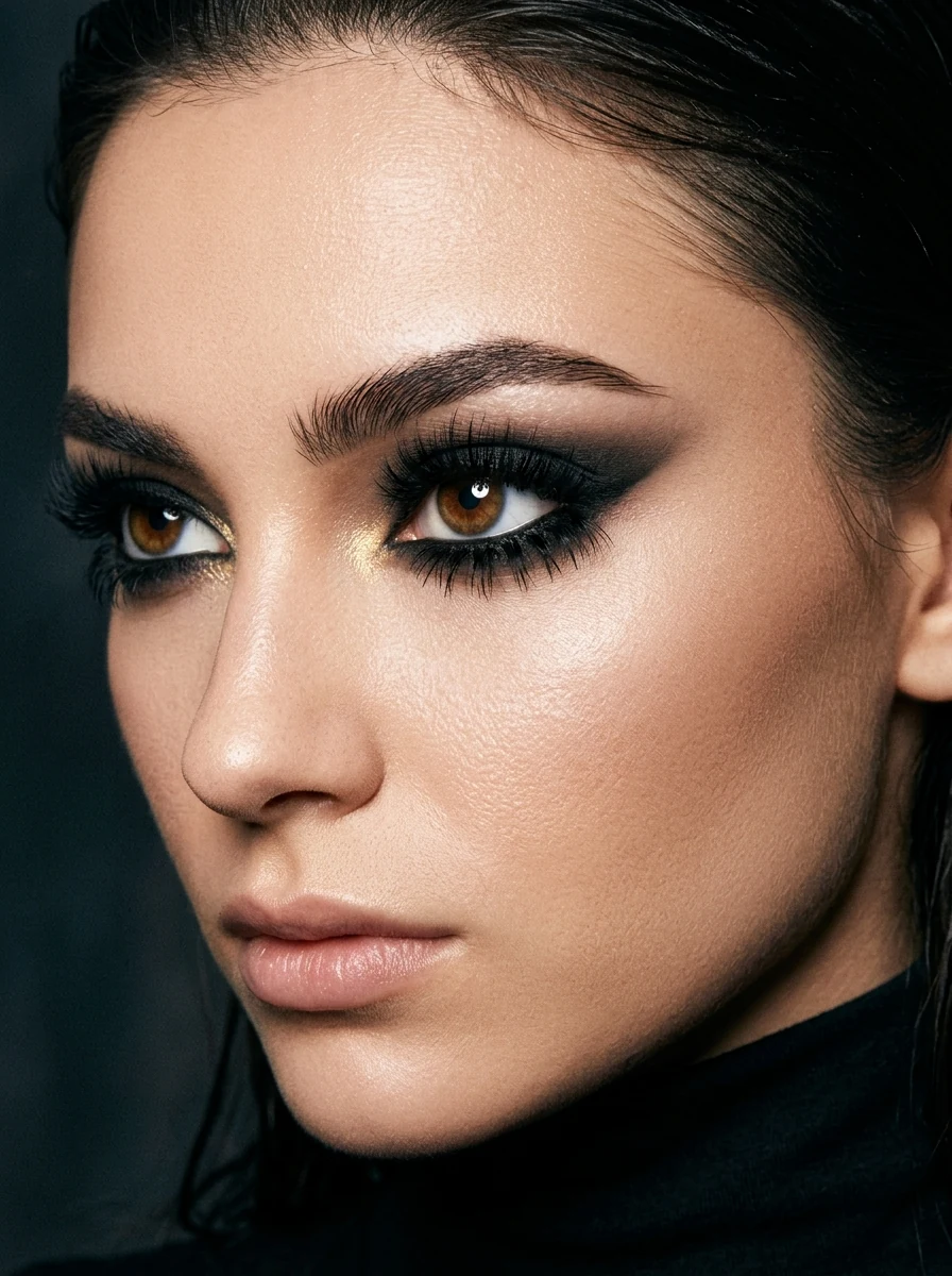 9. Reverse Cat-Eye Drama with Ultra-Short 5mm–8mm Inner Density - short volume lash extensions (AI Generated Image)