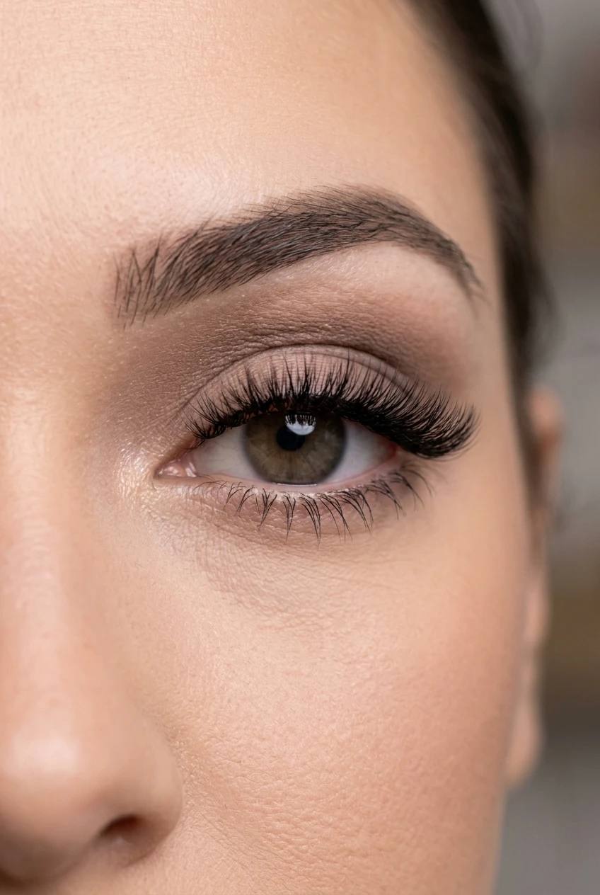 10 Best Short Volume Lashes for Everyday Wear & Soft Glam (2026) 20 8. High-Density Short Volume Strip Lash Look (Lash Line Hugger) - short volume lashes (AI Generated Image)
