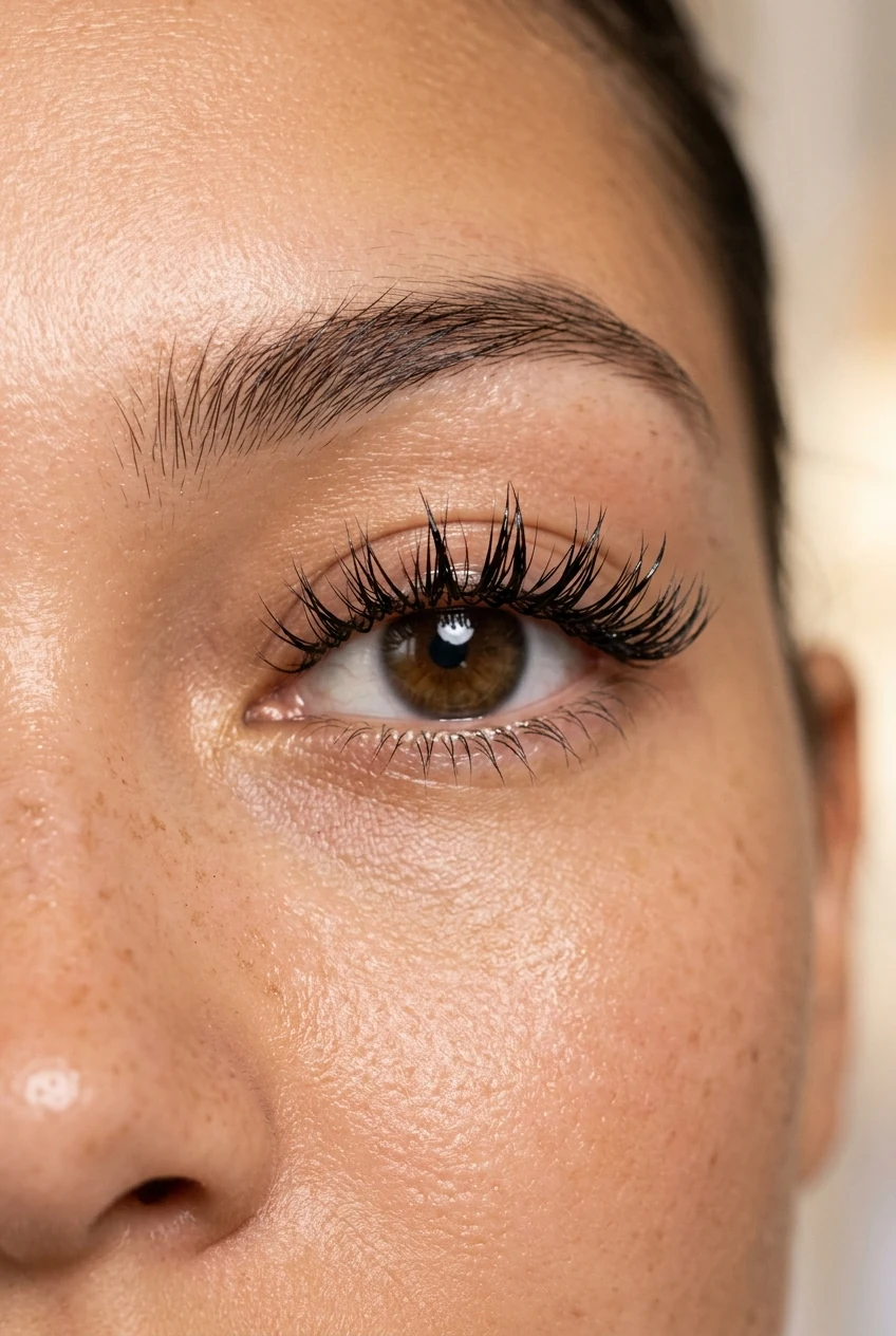 4. Soft Angel Wet-Look Wispy Set with Glossy Narrow Fans - wispy lash set (AI Generated Image)