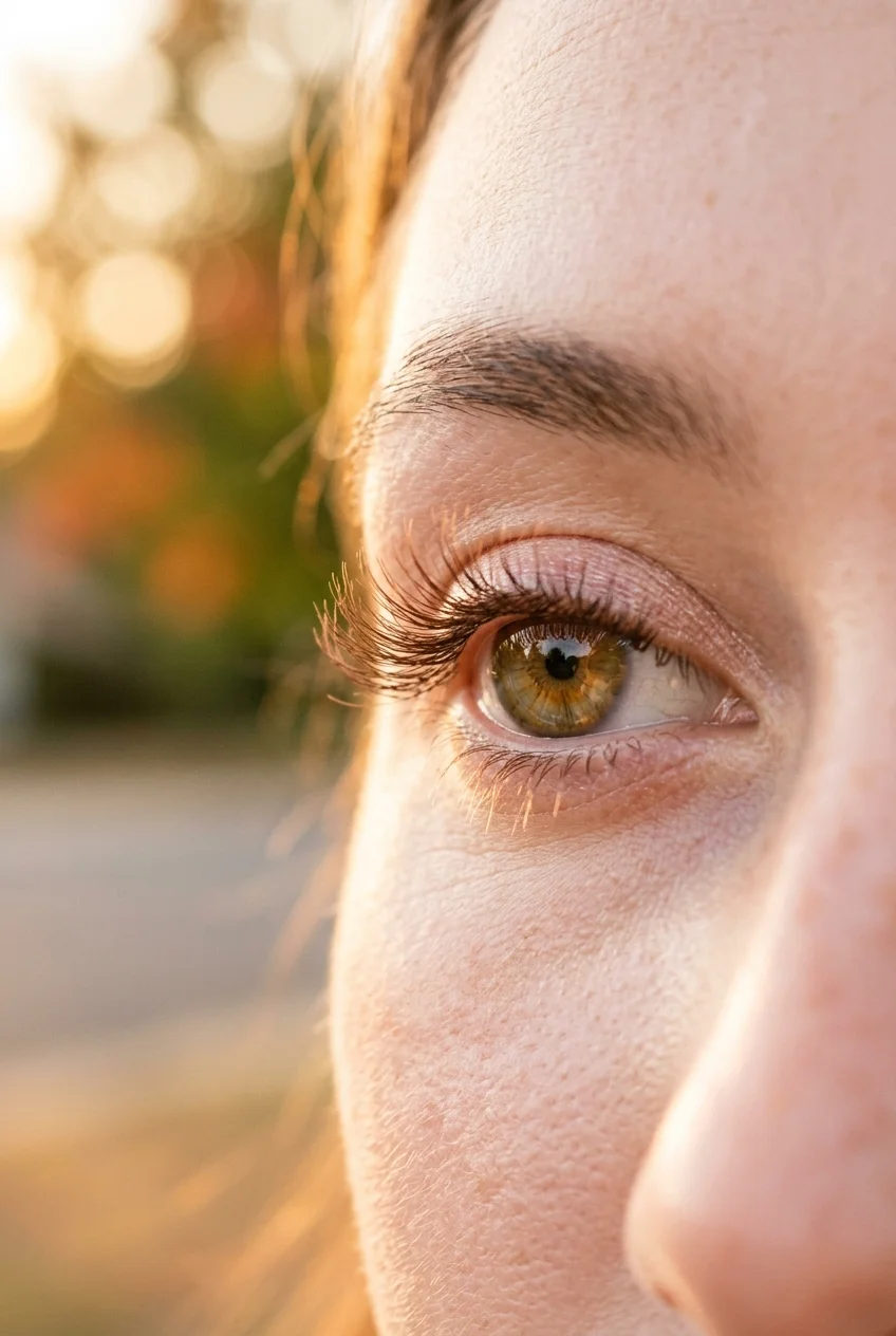 10 Best Individual Lashes Styles for Every Eye Shape (2026) 19 7. Soft Mocha Brown Wispy Clusters for Fair Complexions & Golden Hour Glam - individual lashes (AI Generated Image)