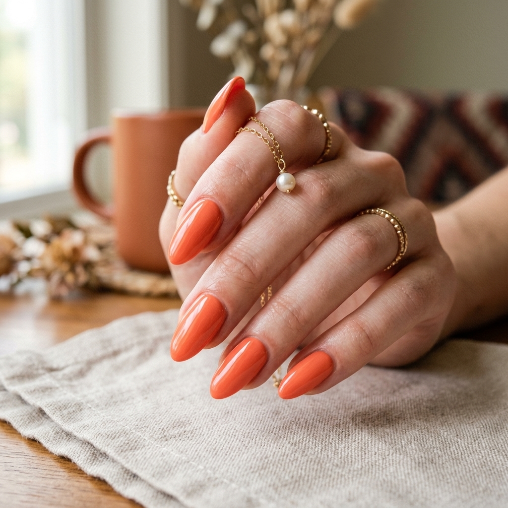 Papaya Orange Cream - August Nail Colors (AI Generated Image)