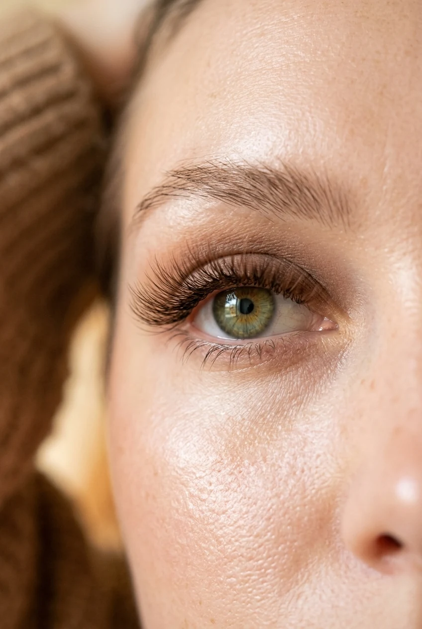 7. Warm Mocha Brown Wispy Lash Set for Soft Aesthetic Contrast - wispy lash set (AI Generated Image)