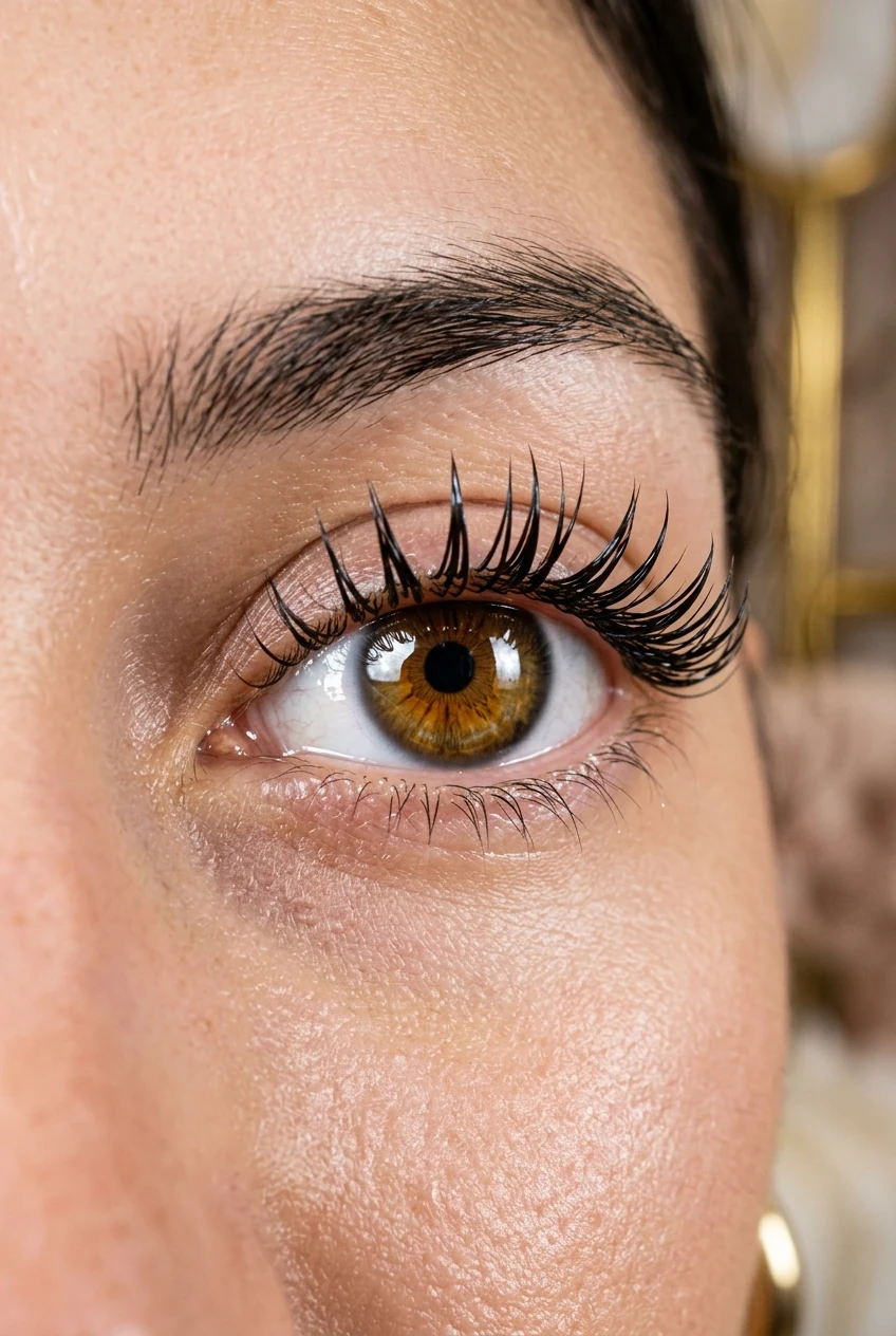 3. Wet Look Open Eye Lashes with Glossy Closed-Fan Spikes - open eye lash extensions (AI Generated Image)