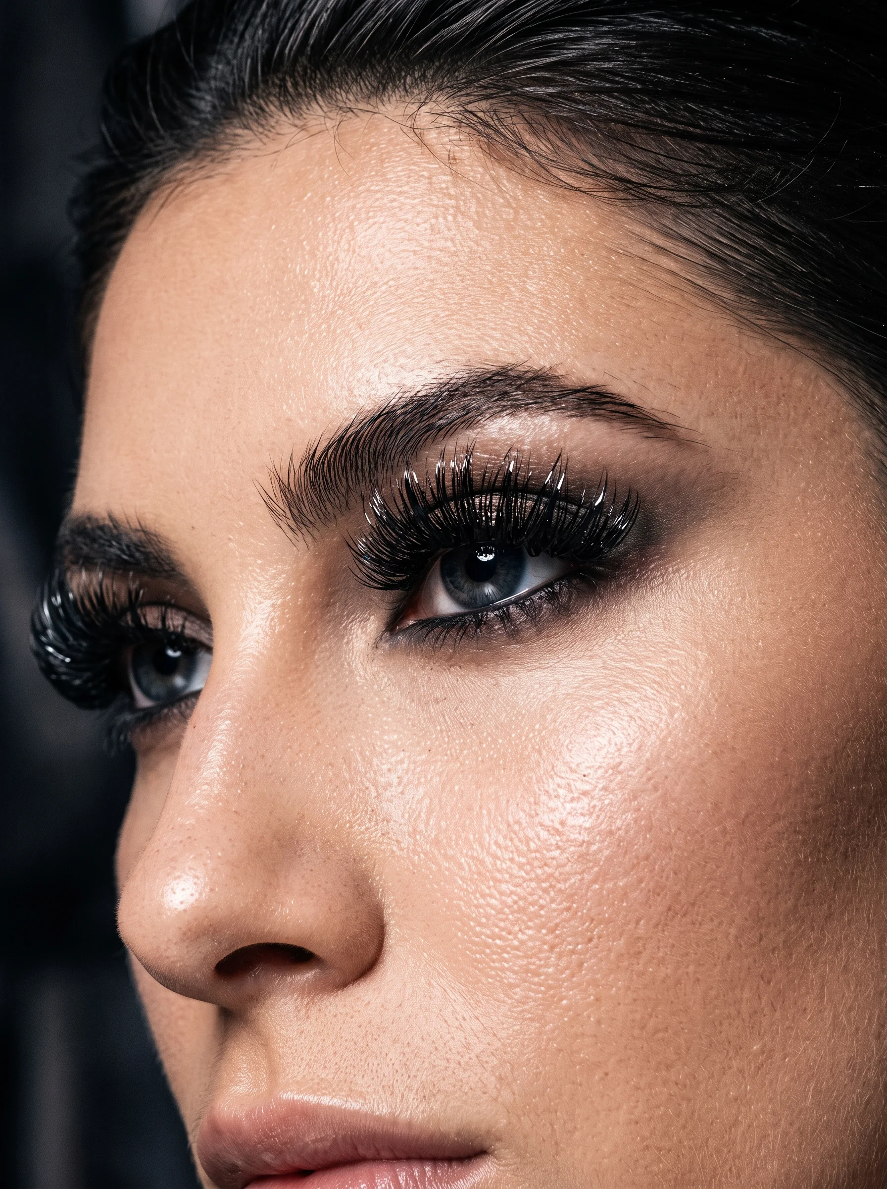 Wet-Look Russian Volume Clusters glossy density map for dramatic lashes (AI Generated Image)