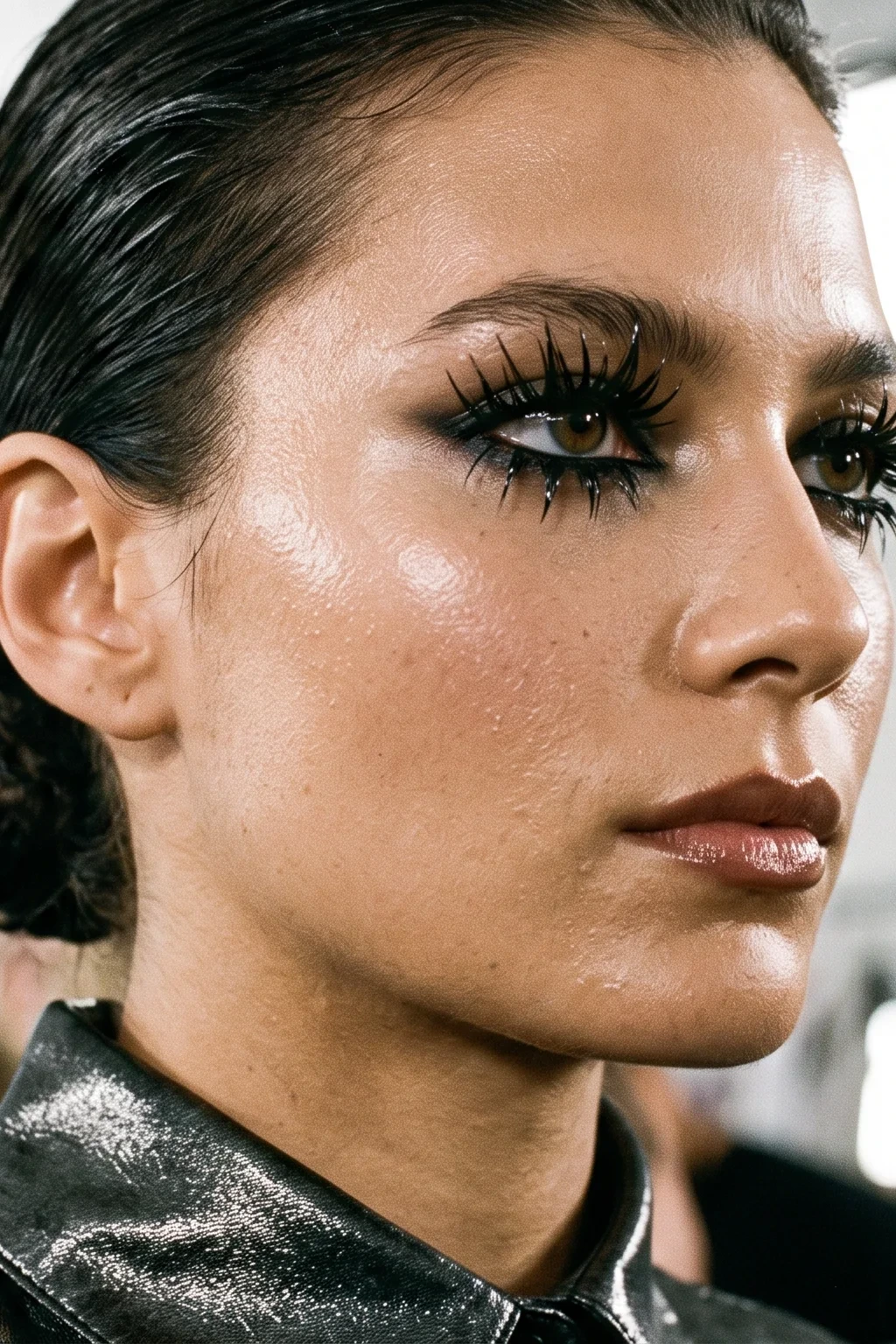 10. Sharp Angular Edge: L-Curl Fox Eye Wet Wispy Lash Extensions - wet wispy lashes (AI Generated Image)