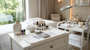 Pristine Aesthetician Sanitized Workstation and Hygiene Setup