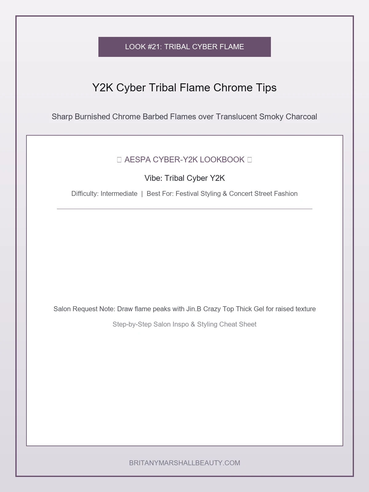 Y2K Cyber Tribal Flame Chrome Tips - aespa nail designs (AI Generated Image)