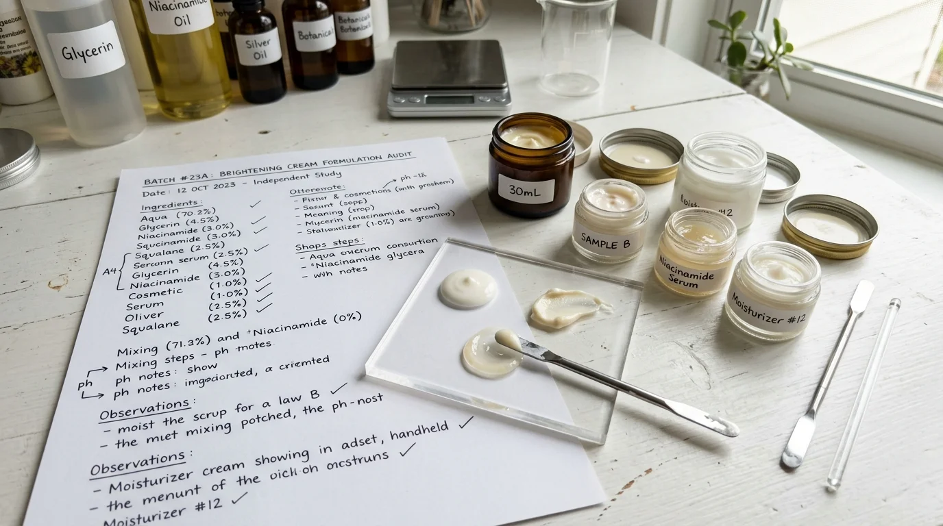 Side by Side Cosmetic Formulation and INCI Audit Worksheet (AI Generated Image)