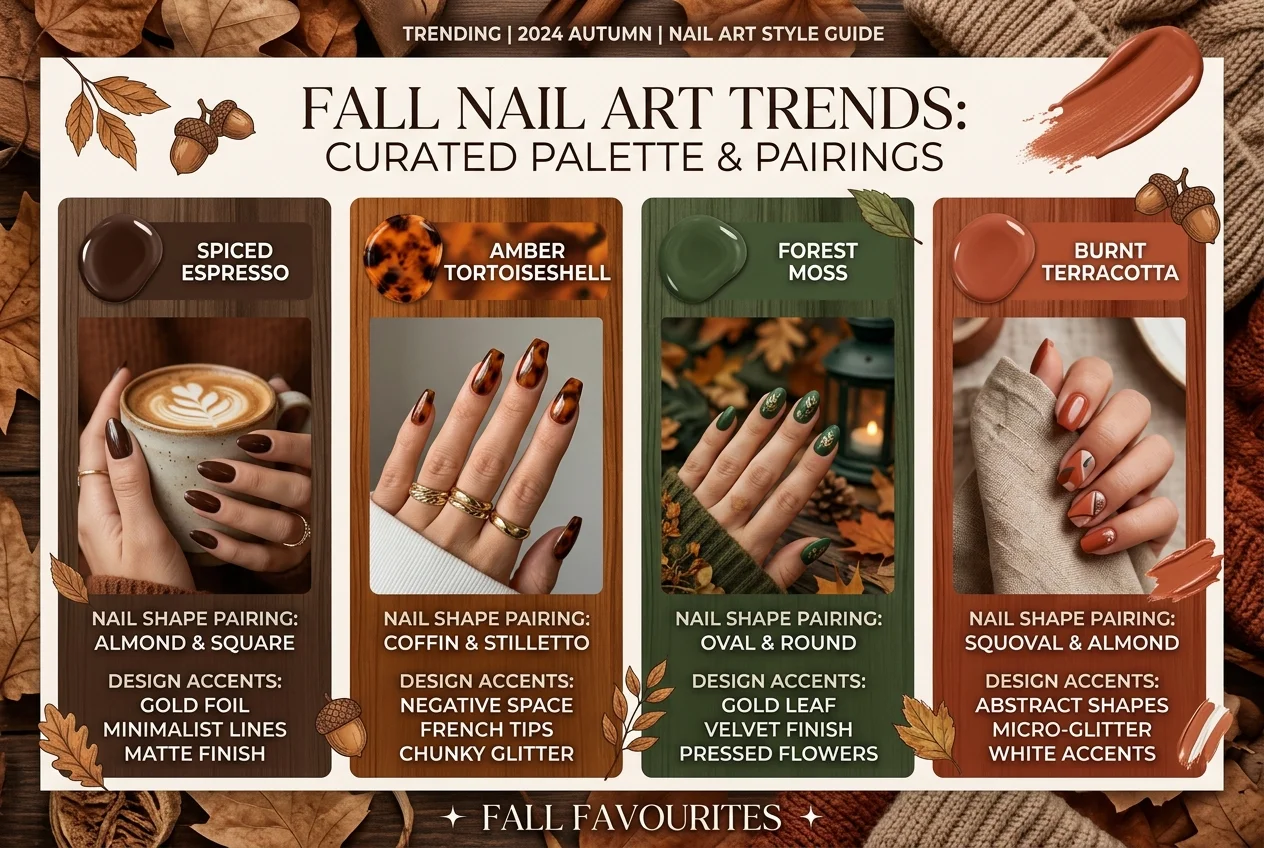 Fall Nail Art Trends Curated Palette and Pairings Guide (AI Generated Image)
