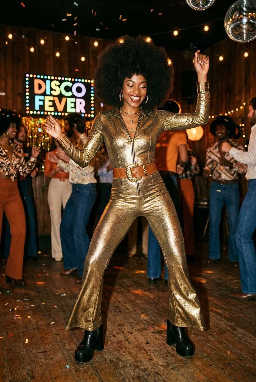8. Foxxy Cleopatra 1970s Golden Soul Siren - halloween costumes black women (AI Generated Image)